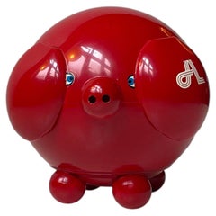 Vintage Hans Gustav Ehrenreich Hoptimist Red Piggy Bank, 1970s