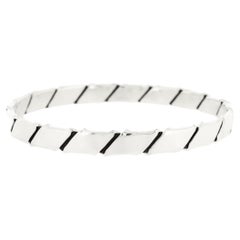 Bracciale Modernista d'argento a nastro o di bambù d'epoca di Hans Hansen