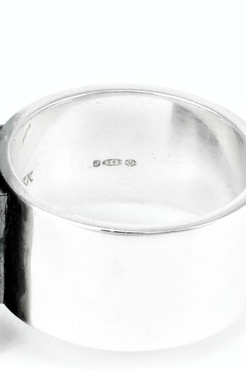 Vintage Hans Hansen Modernist Sterling Silver Rock Crystal Box Ring Danish 1970s For Sale 1