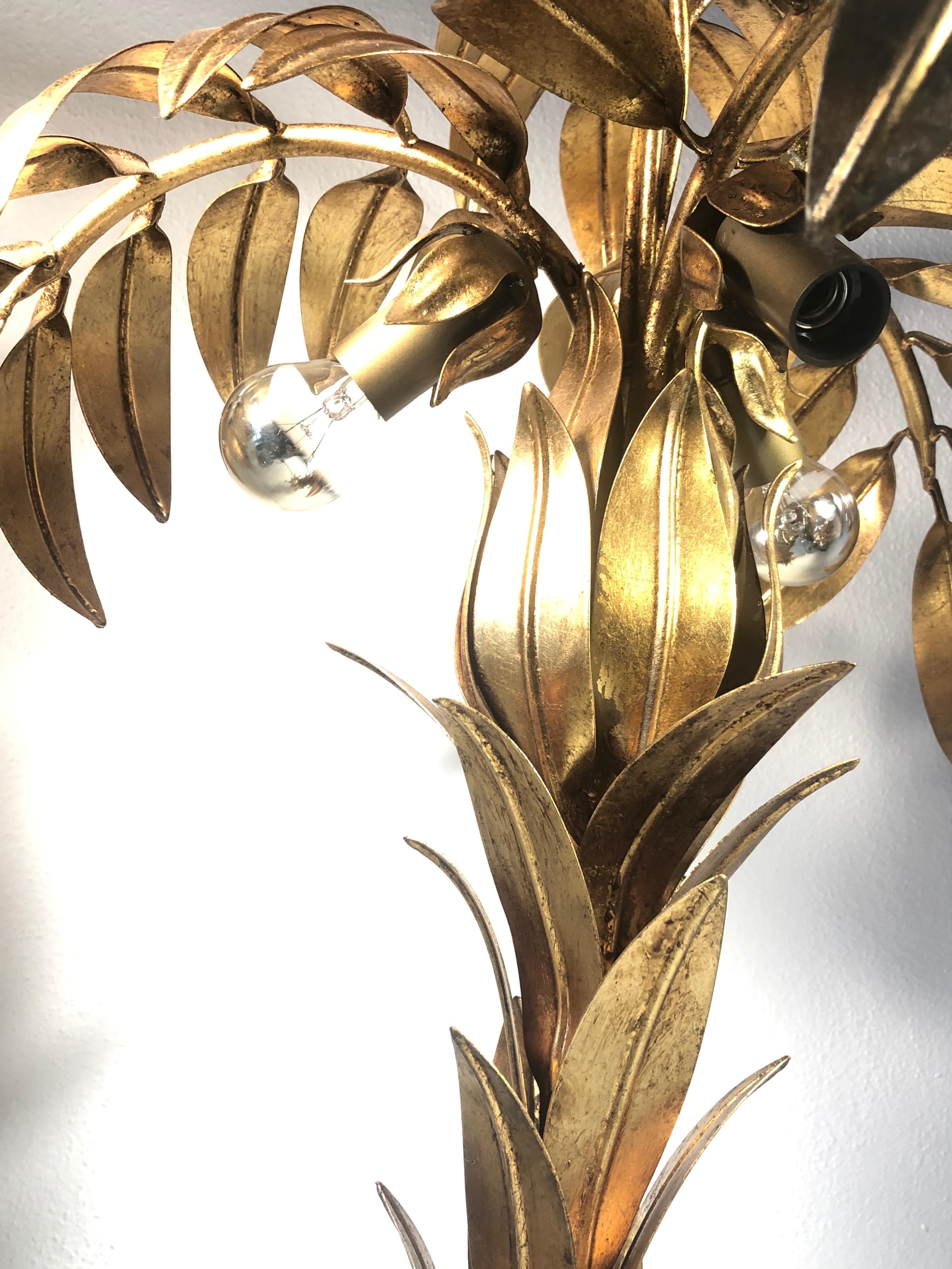 Late 20th Century Vintage Hans Kögl Gilt Palm Tree, Table Lamp, 1970s For Sale