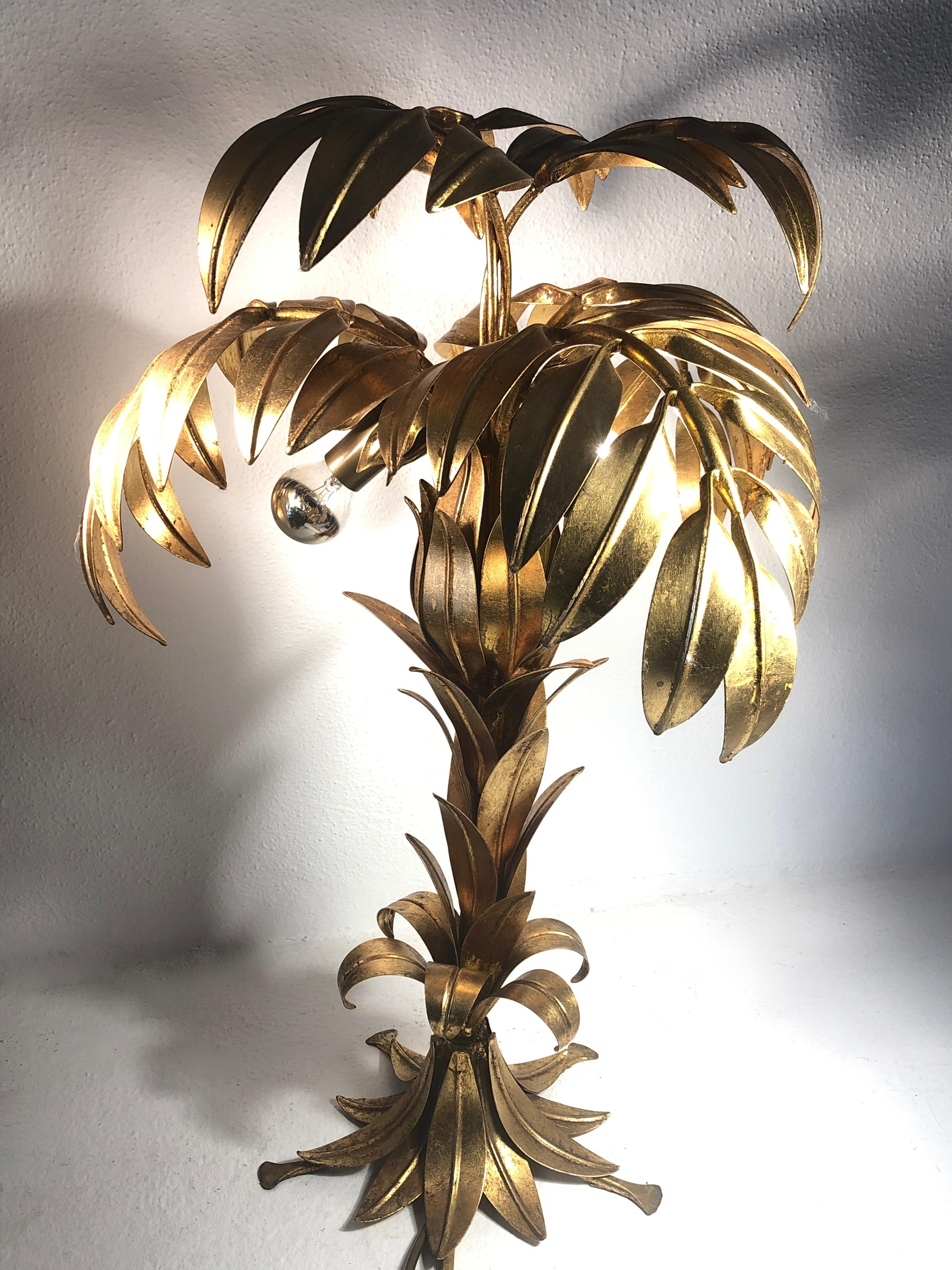 Vintage Hans Kögl Gilt Palm Tree, Table Lamp, 1970s For Sale 1