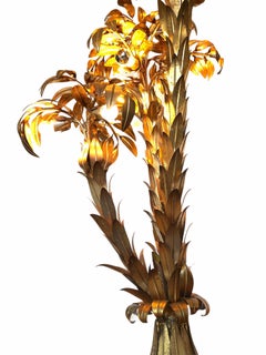Große vergoldete Palme mit drei Logs, Hans Kgl, Vintage, 1970er Jahre