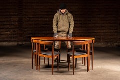 Vintage Hans Olsen "Roundette" Dining Suite with 7 Chairs by Frem Røjle