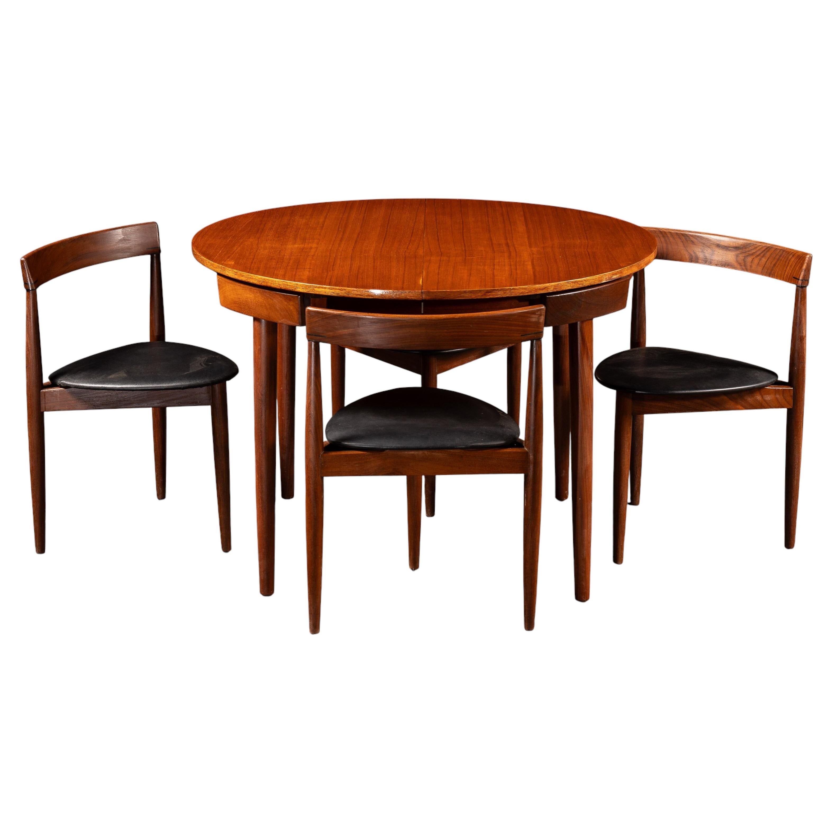 Vintage Hans Olsen "Roundette" Dining Suite with 7 Chairs by Frem Røjle