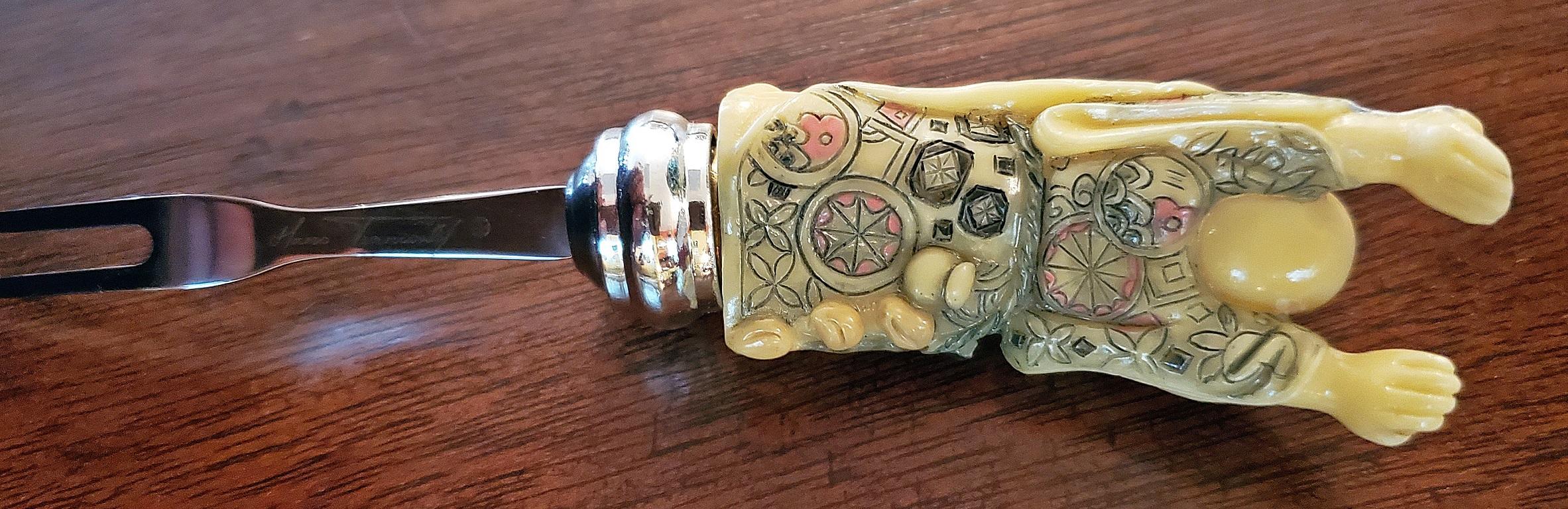 Vintage Hans Turnwald Bone Buddha Butter Knife Set For Sale 4