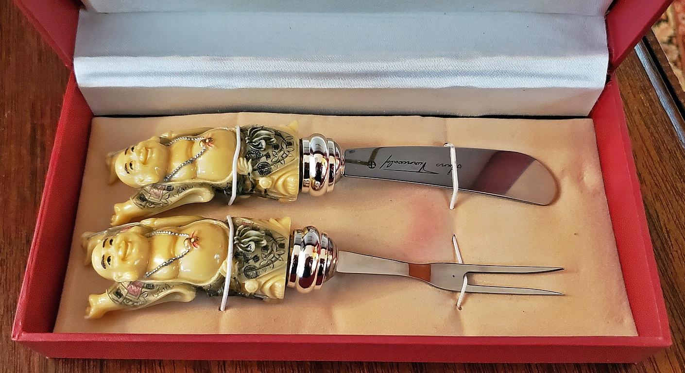 Vintage Hans Turnwald Os Buddha Butter Knife Set en vente 12