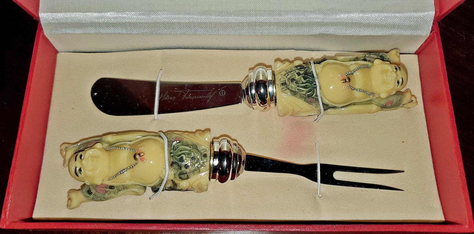 Français Vintage Hans Turnwald Os Buddha Butter Knife Set en vente