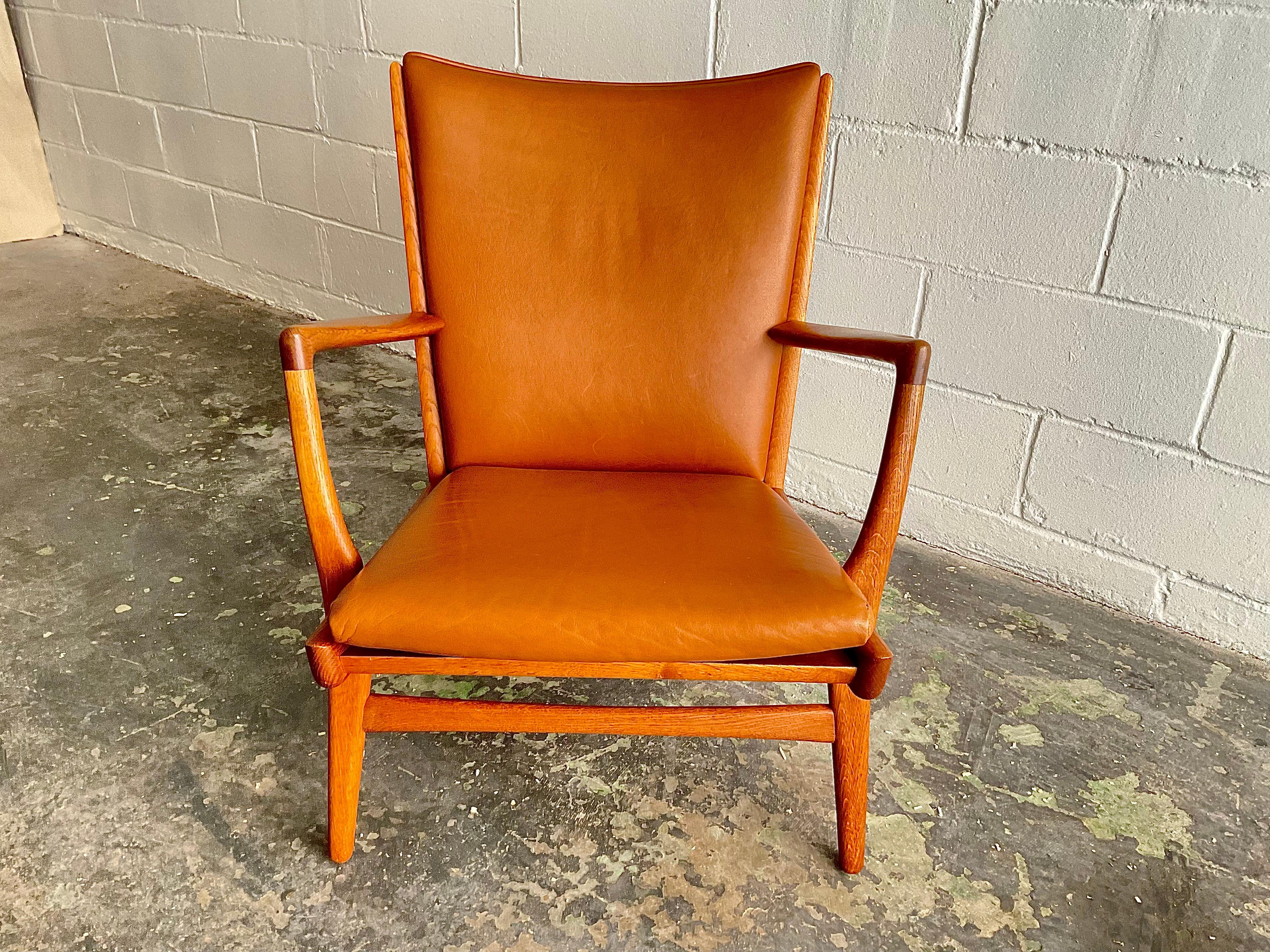 Vintage Hans Wegner AP-16 Lounge Chair in Oak & Cognac Leather, 1951 For Sale 11