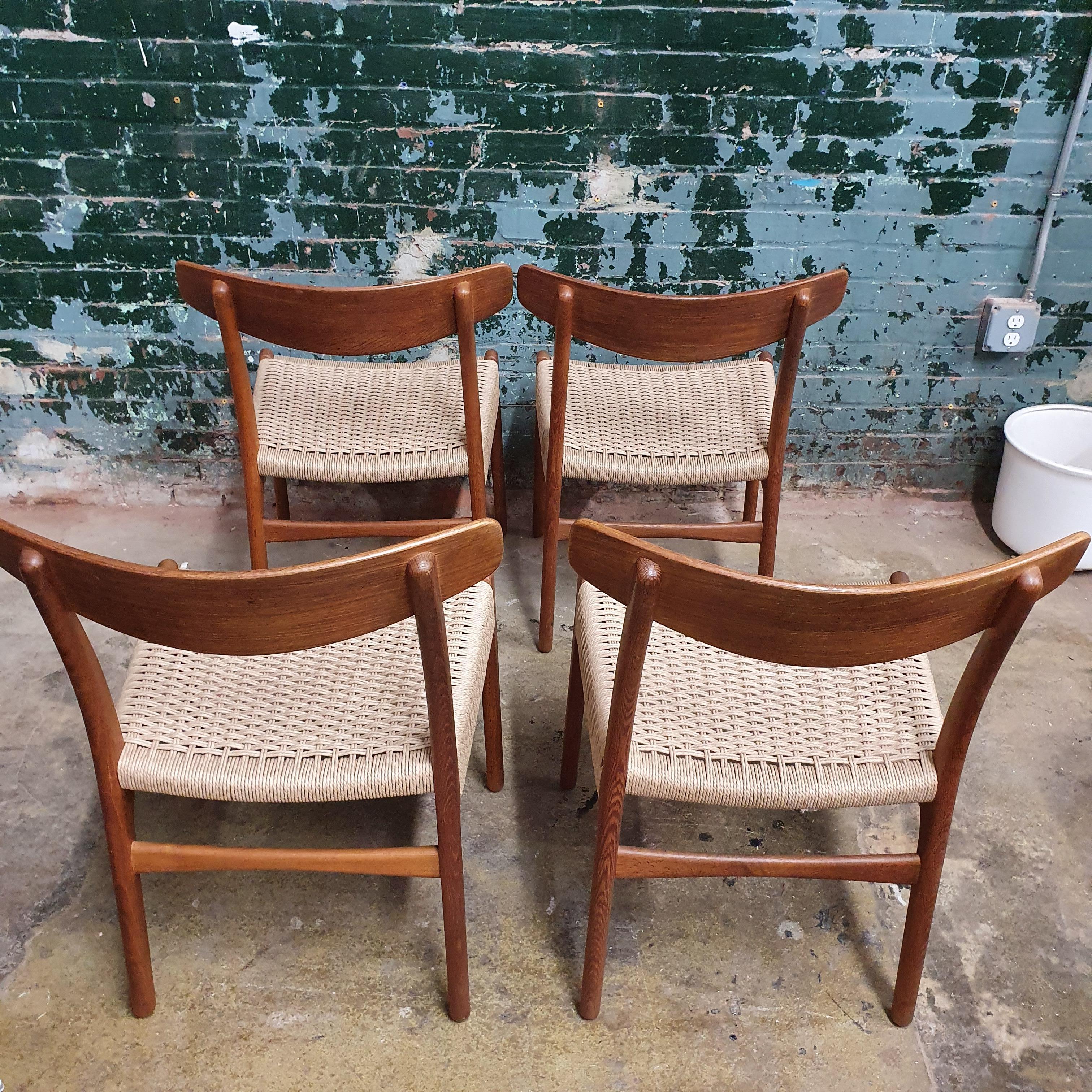 Papercord Vintage Hans Wegner CH23 Side Chairs, Set of 4 For Sale