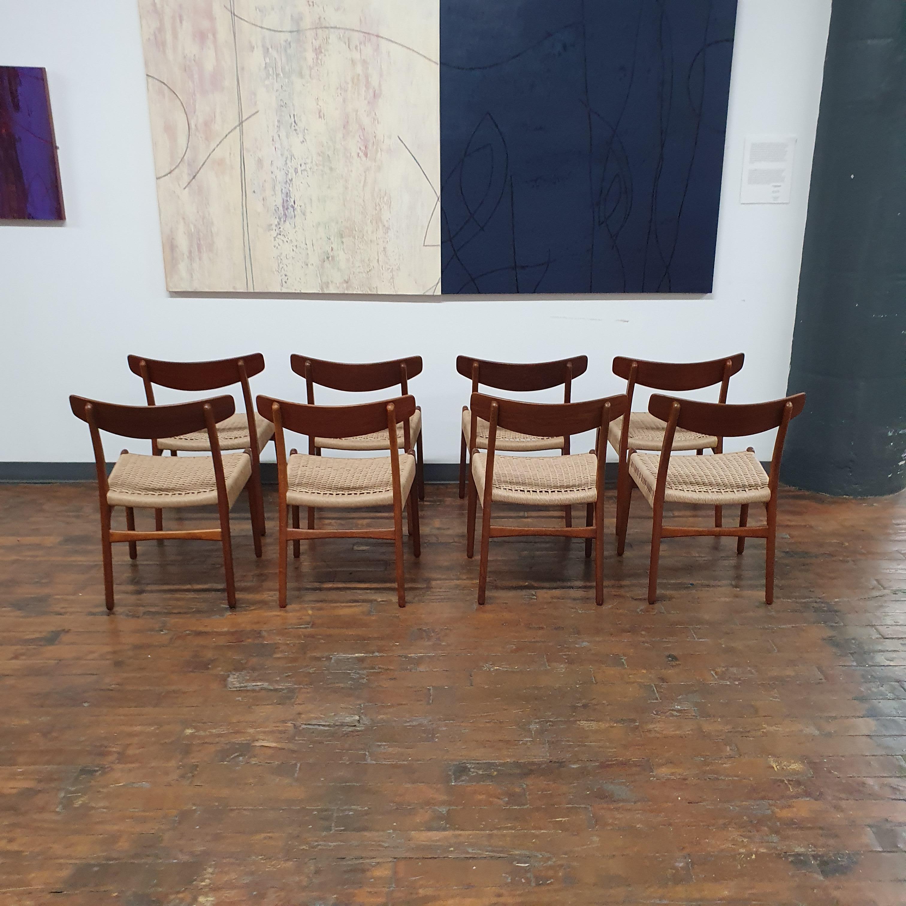 Scandinavian Modern Vintage Hans Wegner CH23 Side Chairs, Set of 8