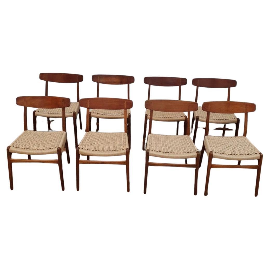 Set di 8 sedie laterali Hans Wegner CH23 d'epoca