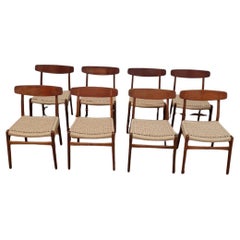 Set di 8 sedie laterali Hans Wegner CH23 d'epoca