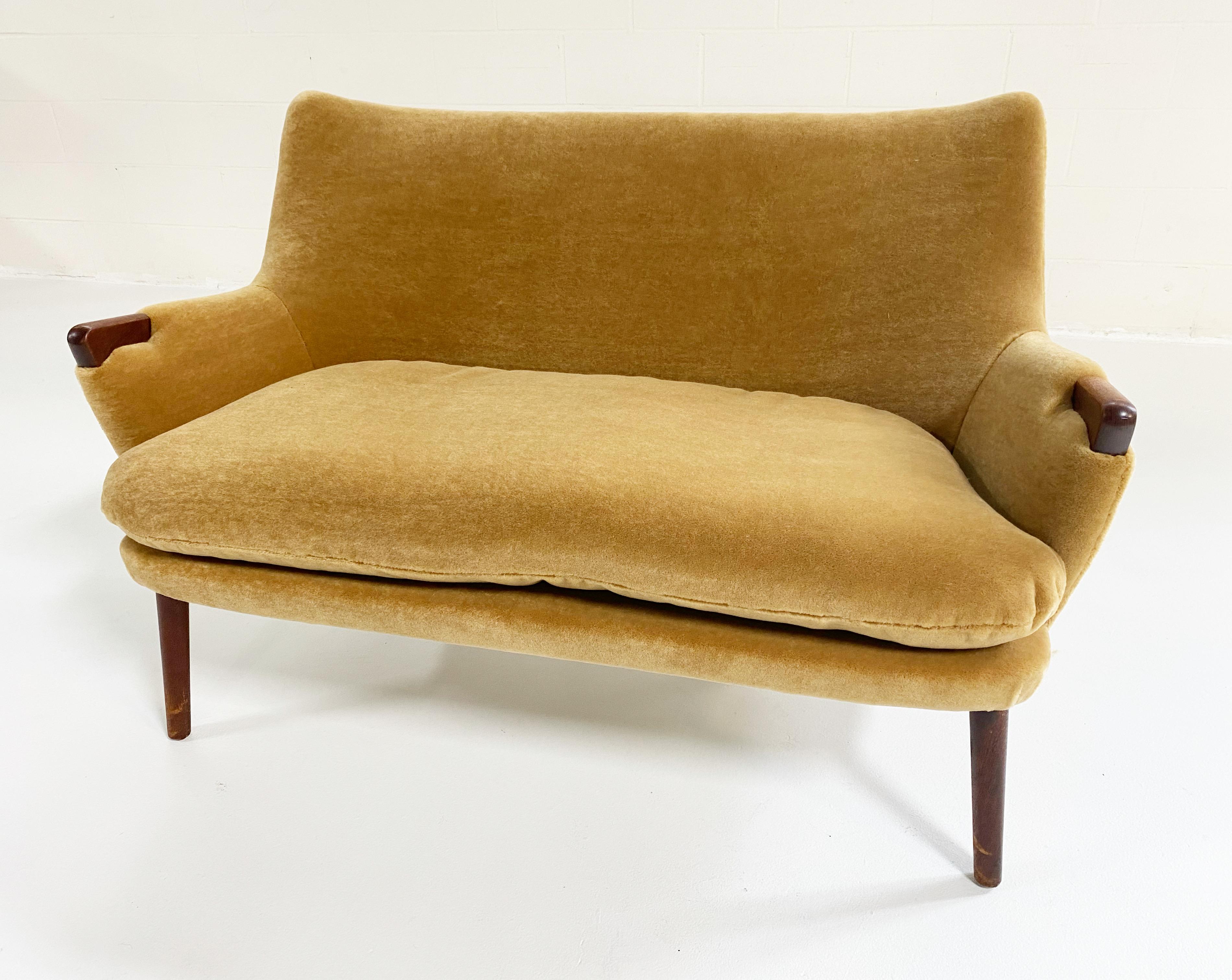 Scandinavian Modern Vintage Hans Wegner Ch72 Sofa, Restored in Pierre Frey Teddy Mohair