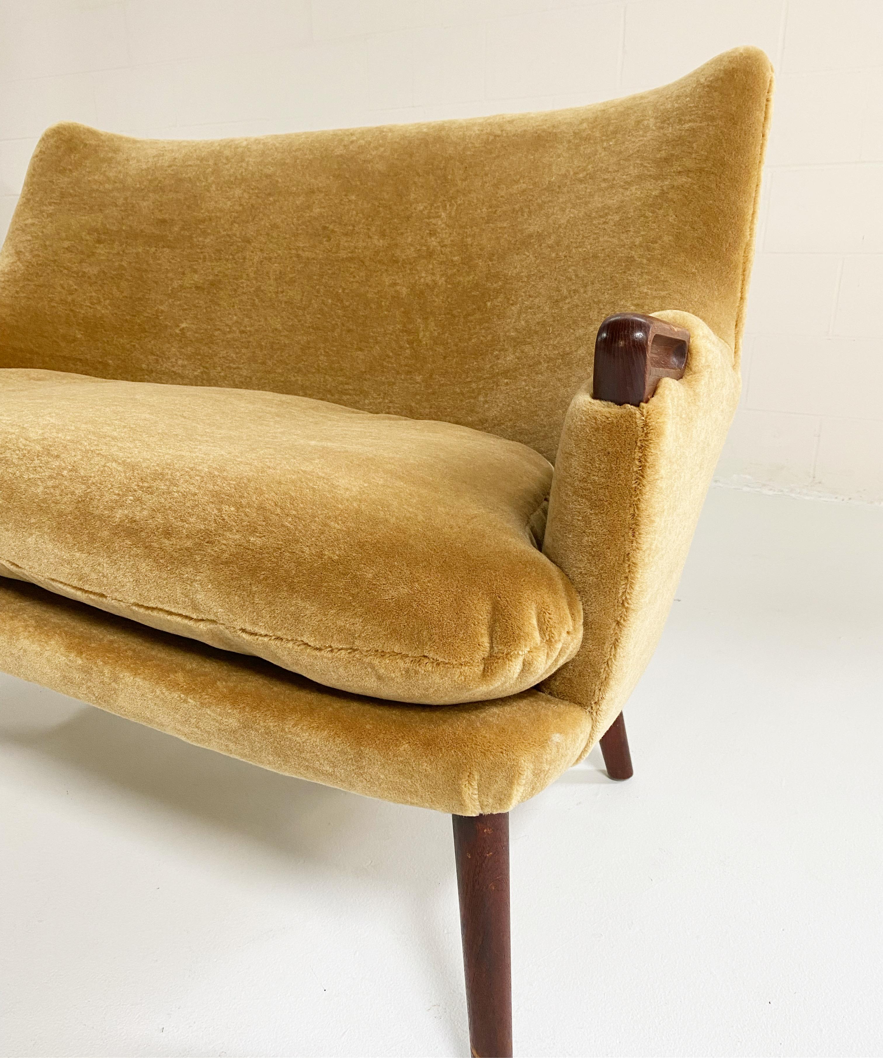 Danish Vintage Hans Wegner Ch72 Sofa, Restored in Pierre Frey Teddy Mohair