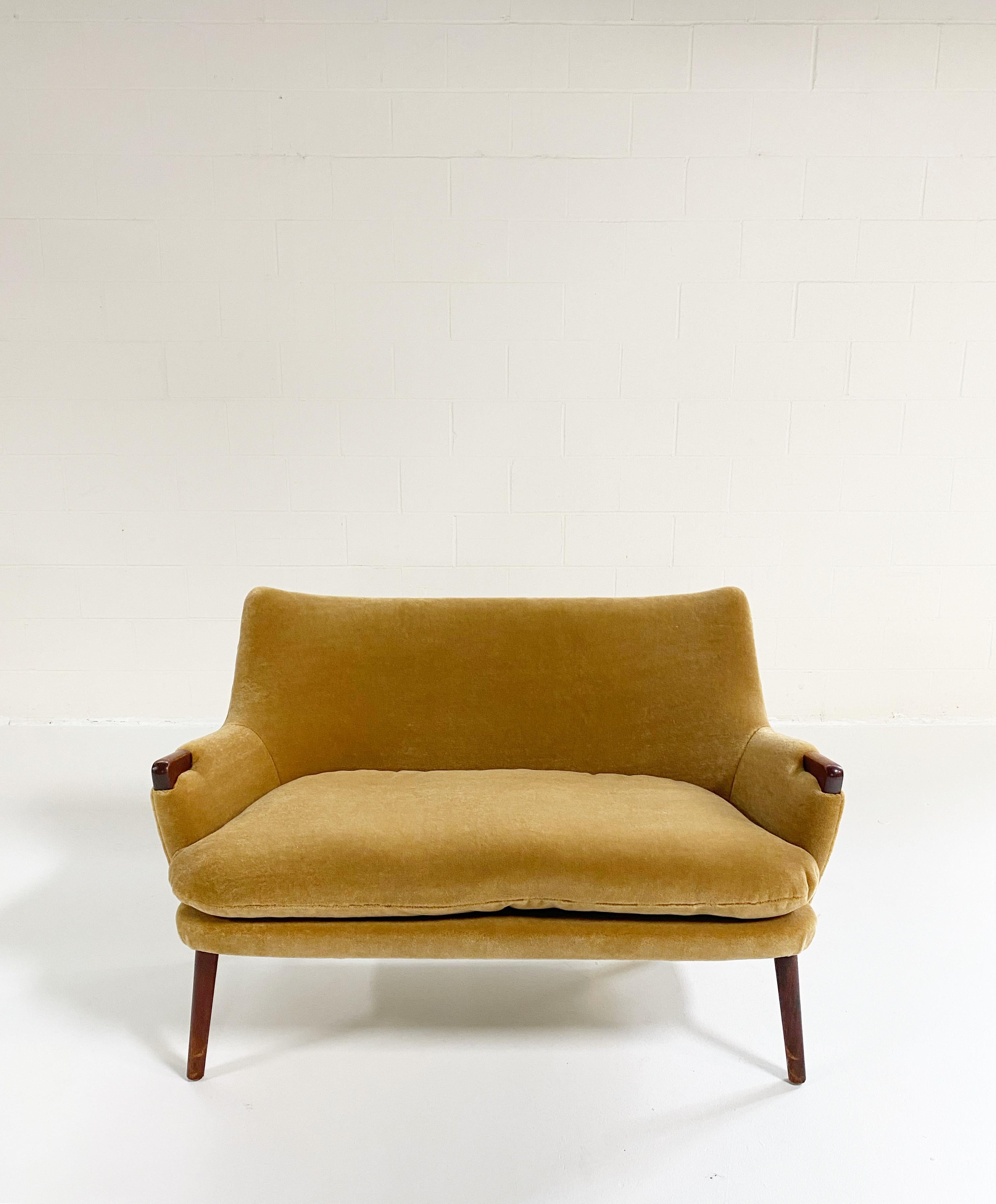 Mid-20th Century Vintage Hans Wegner Ch72 Sofa, Restored in Pierre Frey Teddy Mohair