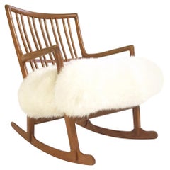 Vintage Hans Wegner for Mikael Laursen ML-33 Rocking Chair in Sheepskin