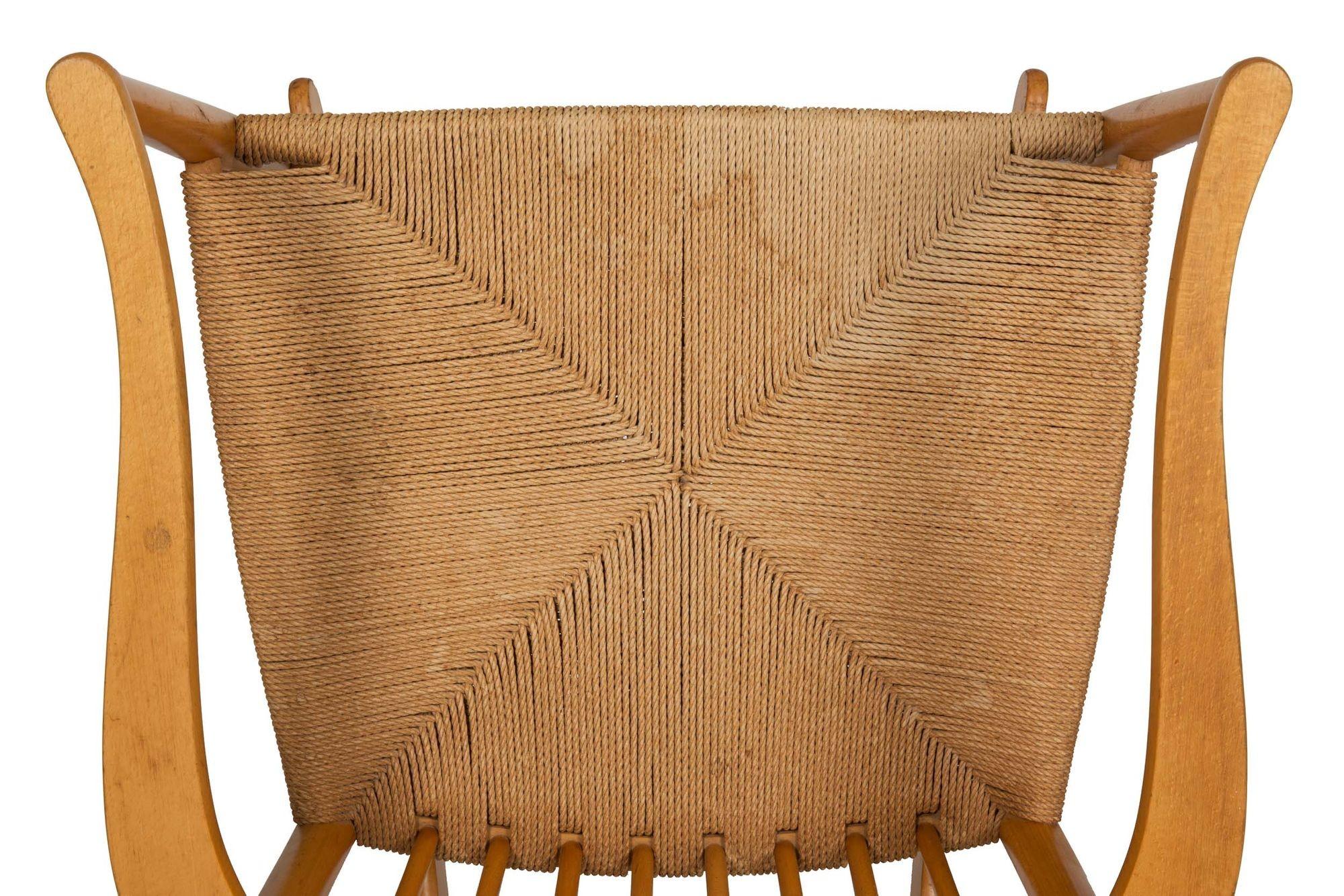 Vintage Hans Wegner Model J16 Beechwood Rocking Chair circa 1973 3