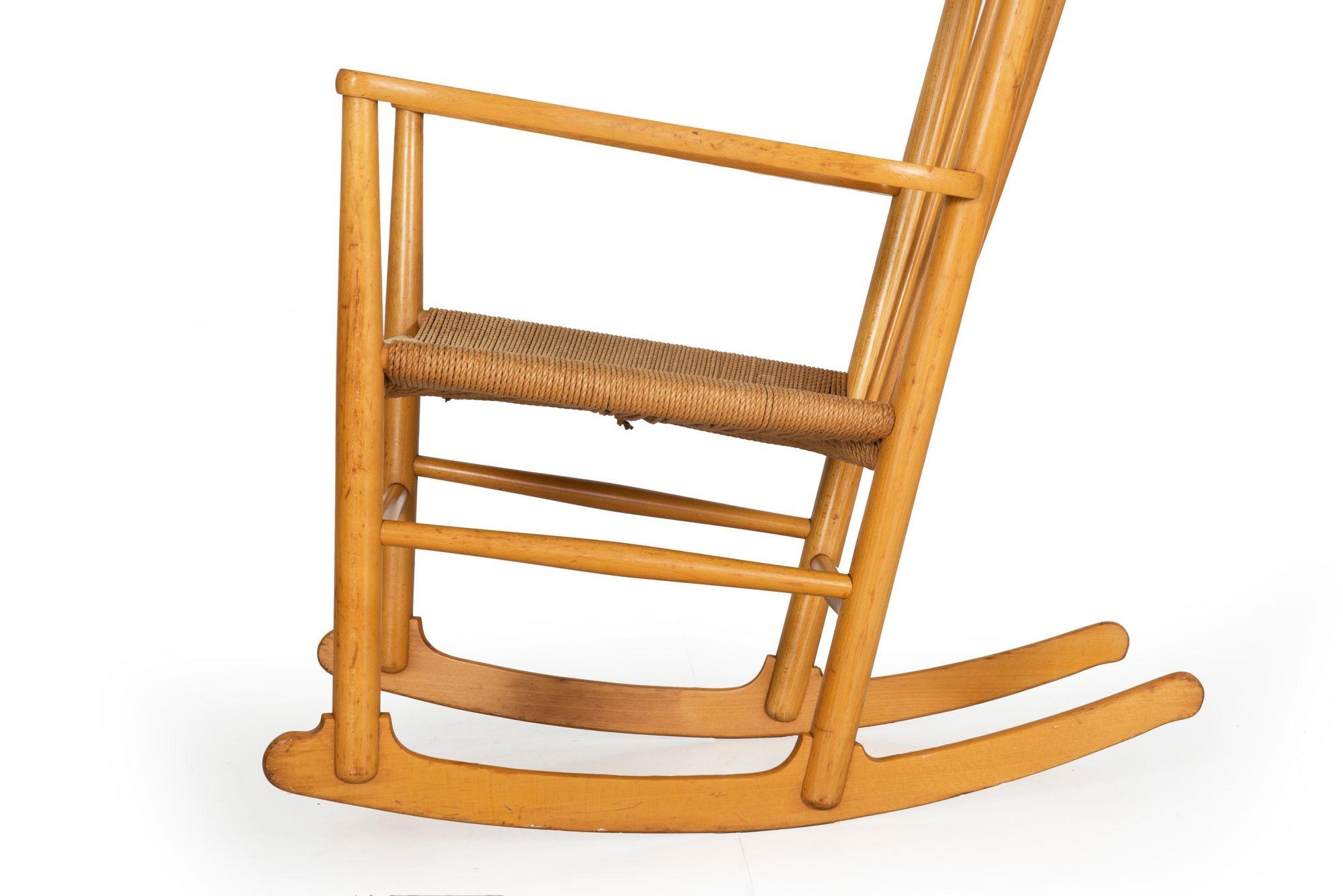 Vintage Hans Wegner Model J16 Beechwood Rocking Chair circa 1973 6