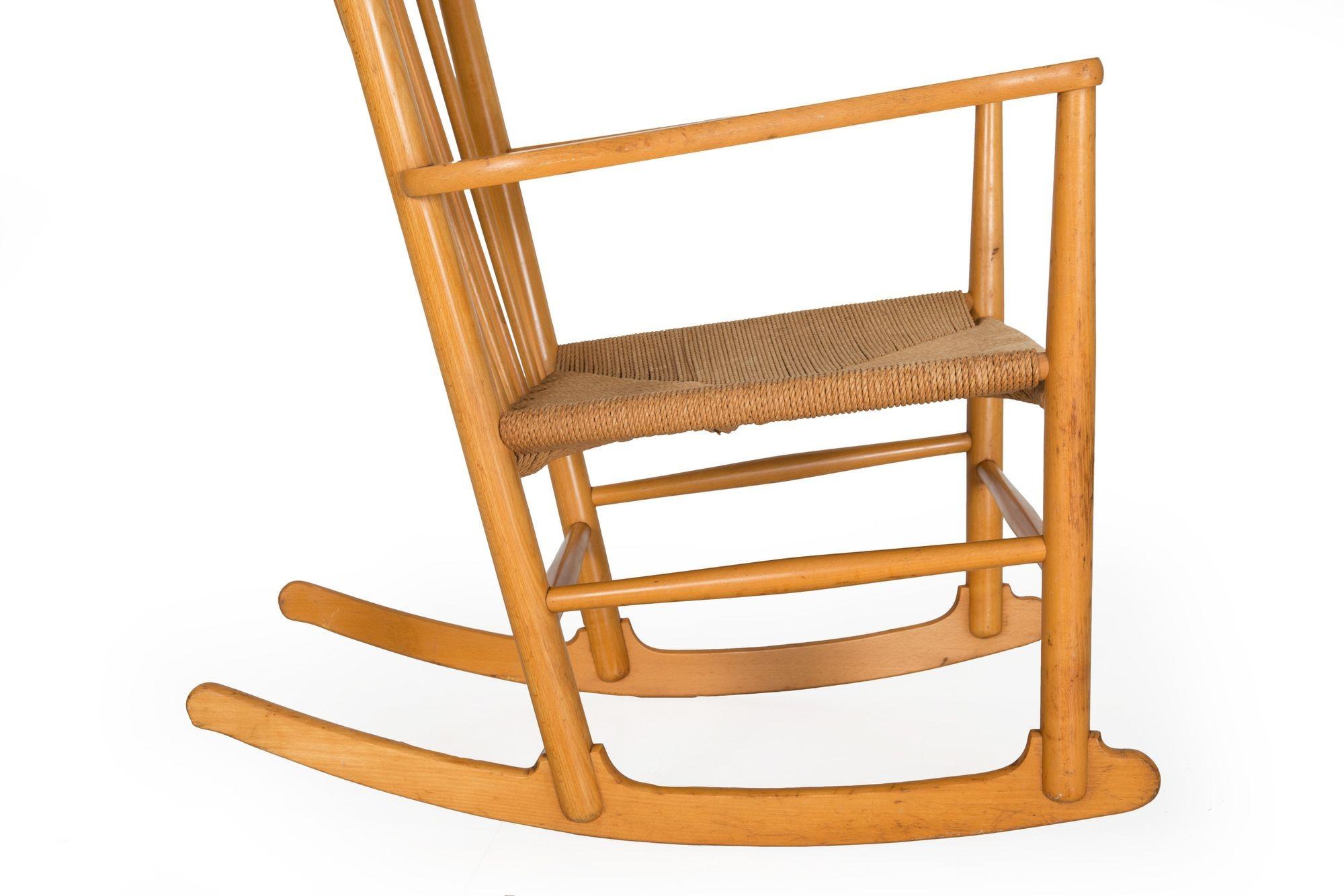 Vintage Hans Wegner Model J16 Beechwood Rocking Chair circa 1973 7
