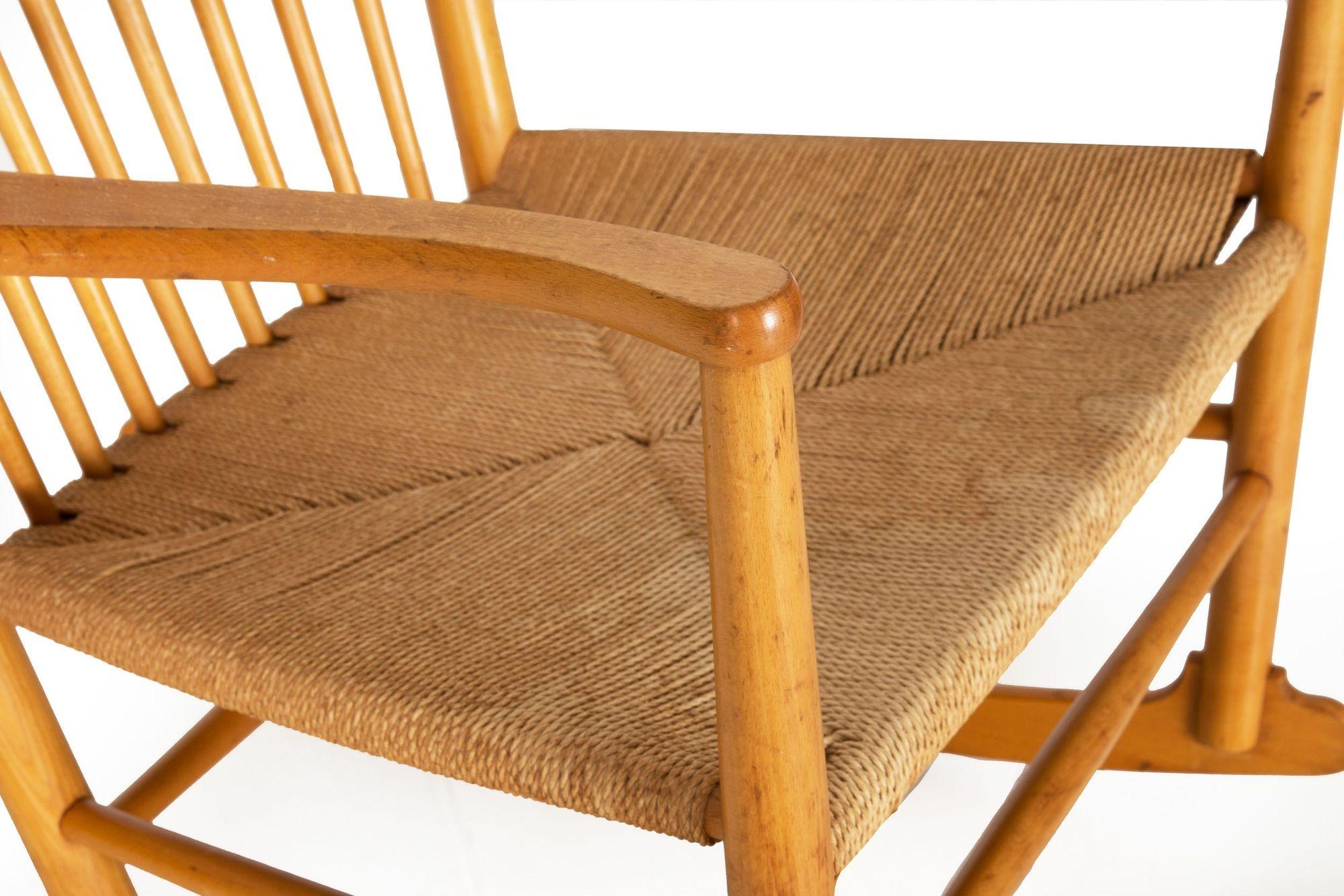 Vintage Hans Wegner Model J16 Beechwood Rocking Chair circa 1973 8