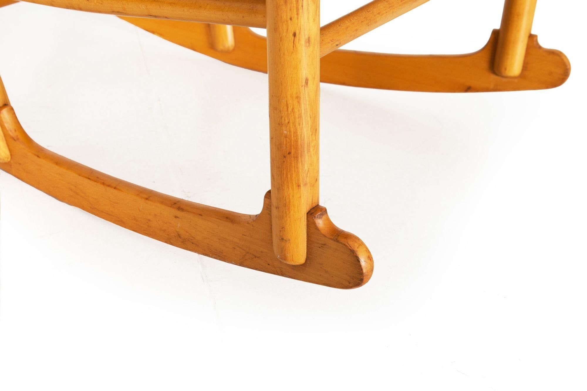 Vintage Hans Wegner Model J16 Beechwood Rocking Chair circa 1973 10