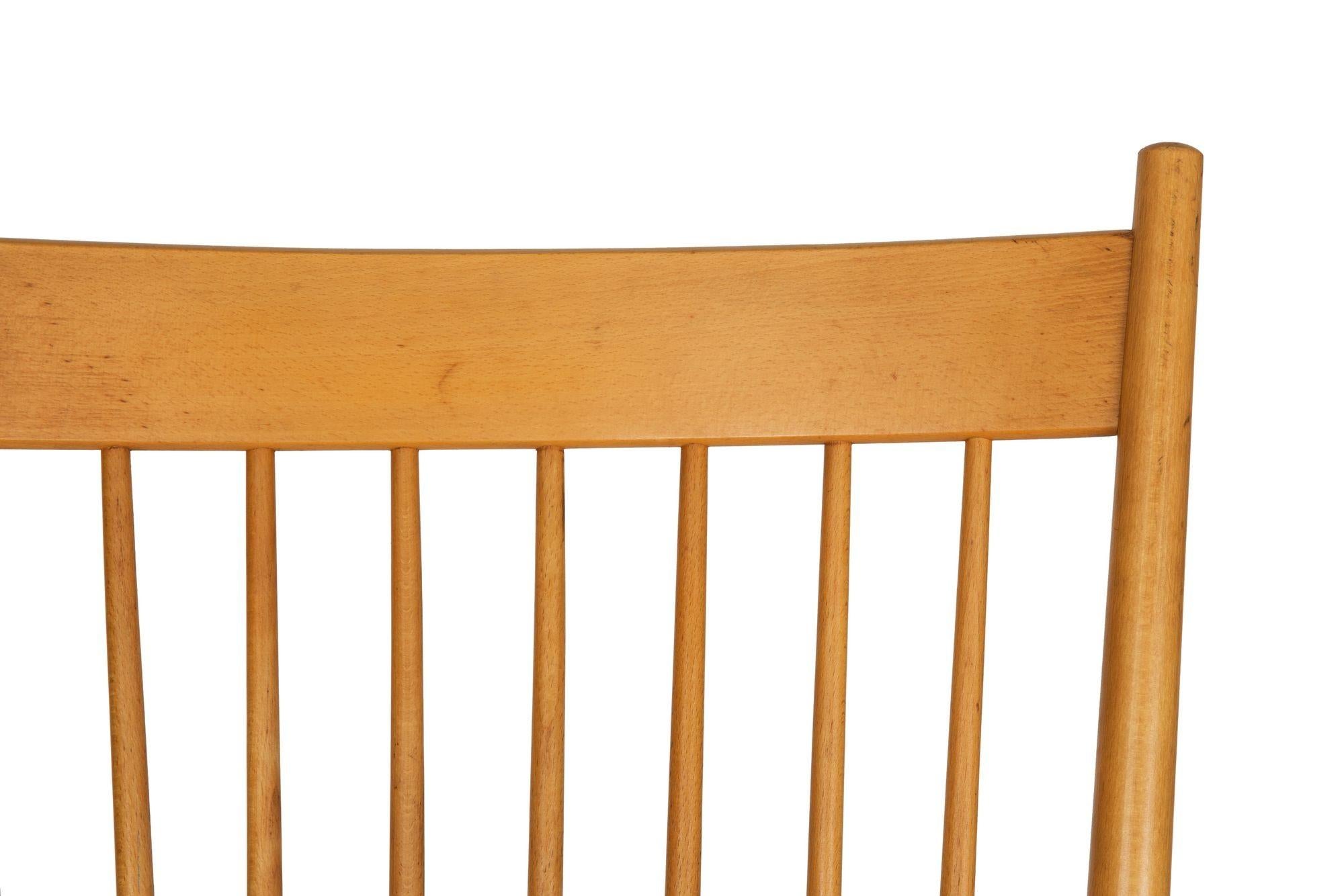 Vintage Hans Wegner Model J16 Beechwood Rocking Chair circa 1973 12