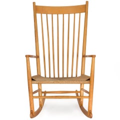 Vintage Hans Wegner Model J16 Beechwood Rocking Chair circa 1973