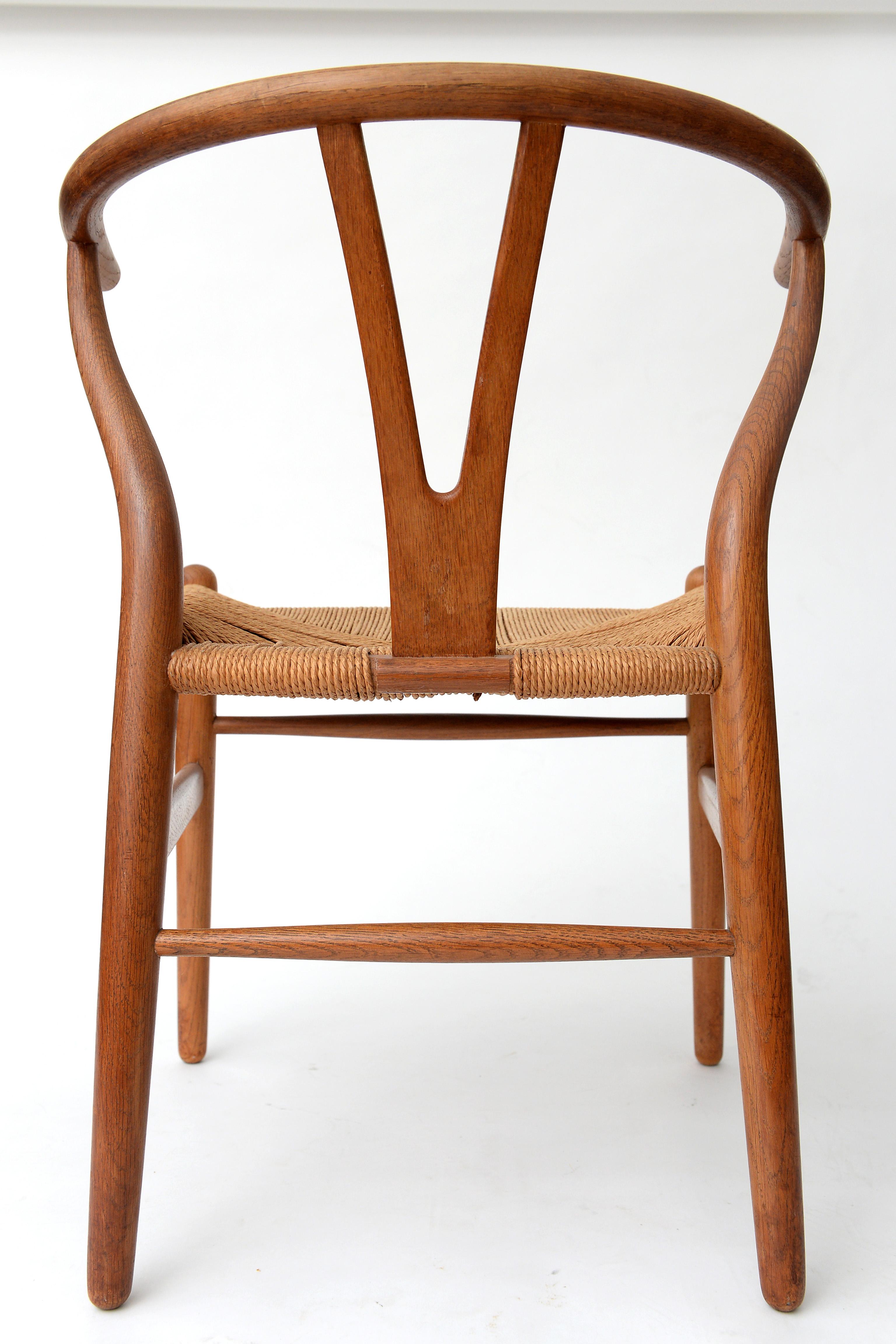 Danish Vintage Hans Wegner Wishbone Chair and a Jorgen Baekmark Stool, 1960s