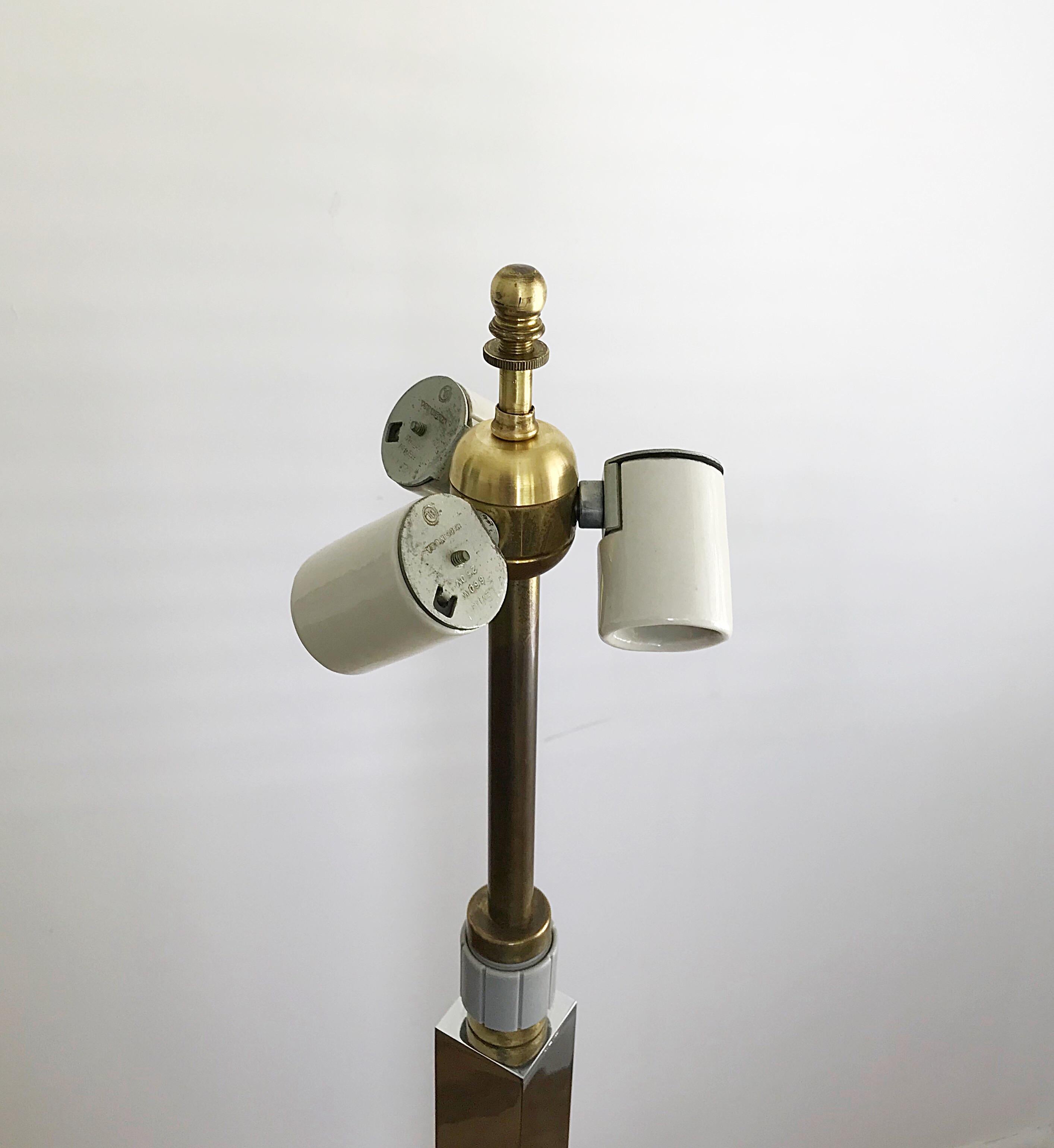 American Vintage Hansen Lamps, Stewart Ross James, Brass and Chome Floor Lamp For Sale