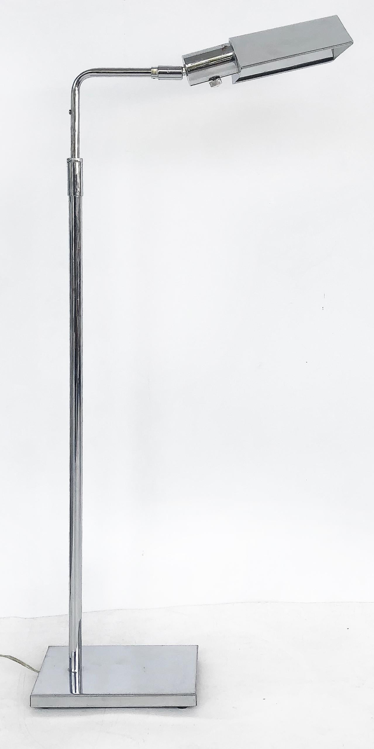 Verstellbare Vintage Hansen NY Chrom-Stehlampe, verstellbar (Moderne der Mitte des Jahrhunderts) im Angebot
