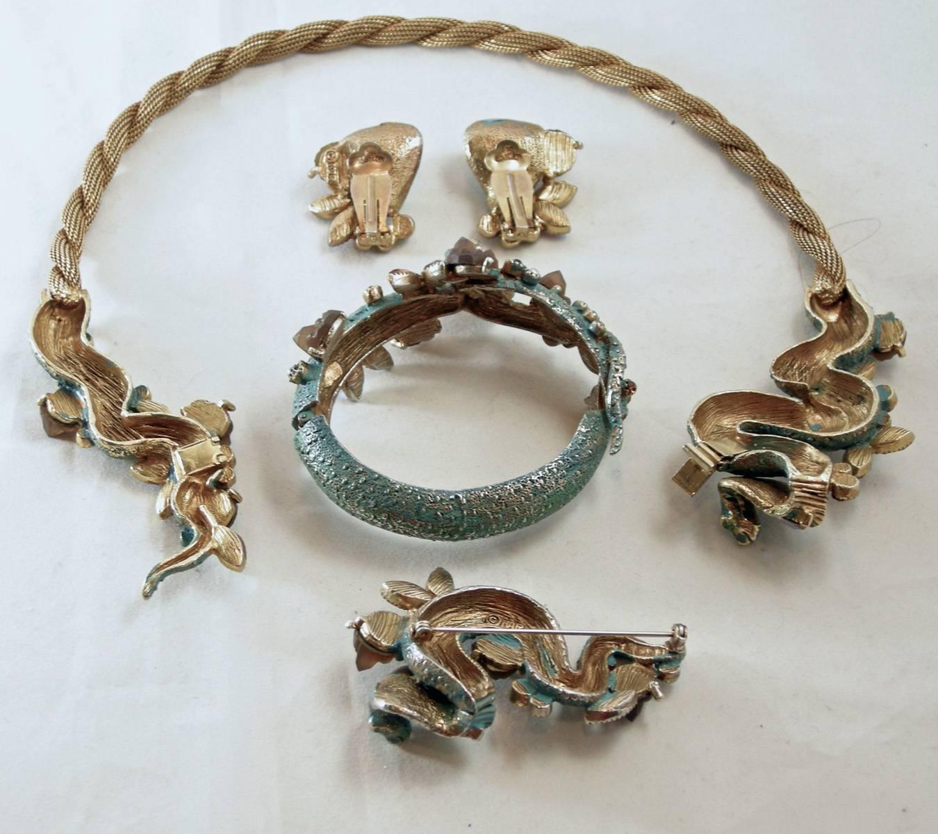 Women's Vintage Har Complete Cobra Parure – Necklace, Earrings, Bracelet And Brooch For Sale