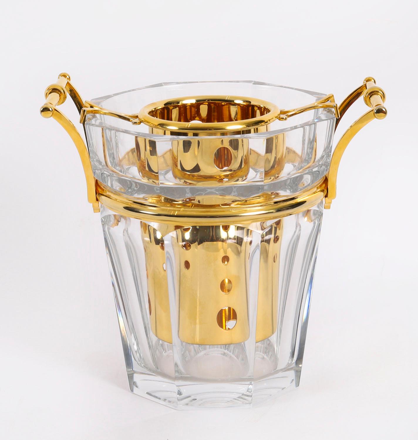 Francese Raffreddatore per champagne d'epoca in cristallo Harcourt di Baccarat del XX secolo in vendita