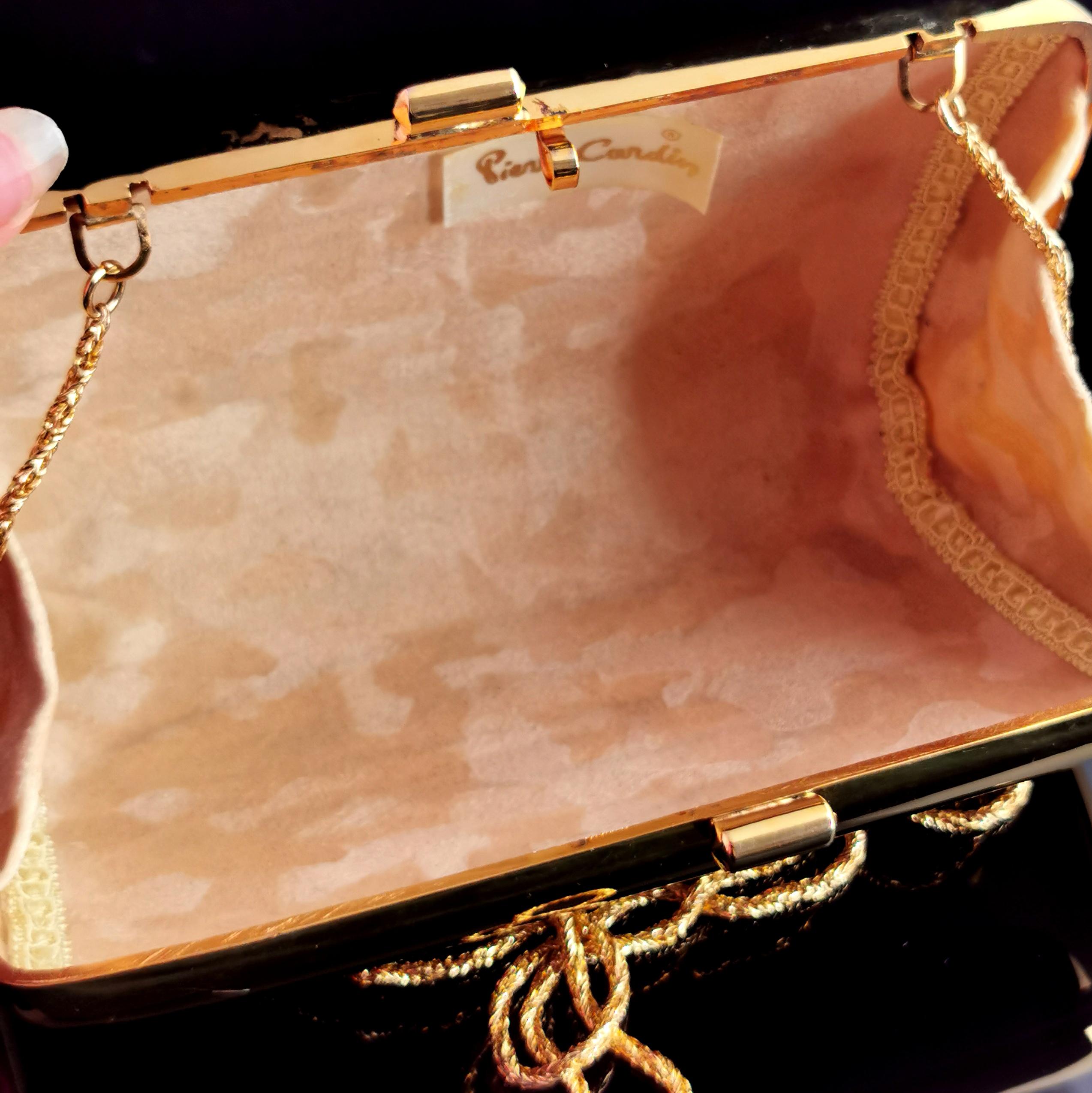 Vintage Hard Case metal handbag, Pierre Cardin, Silver and Gold purse 2