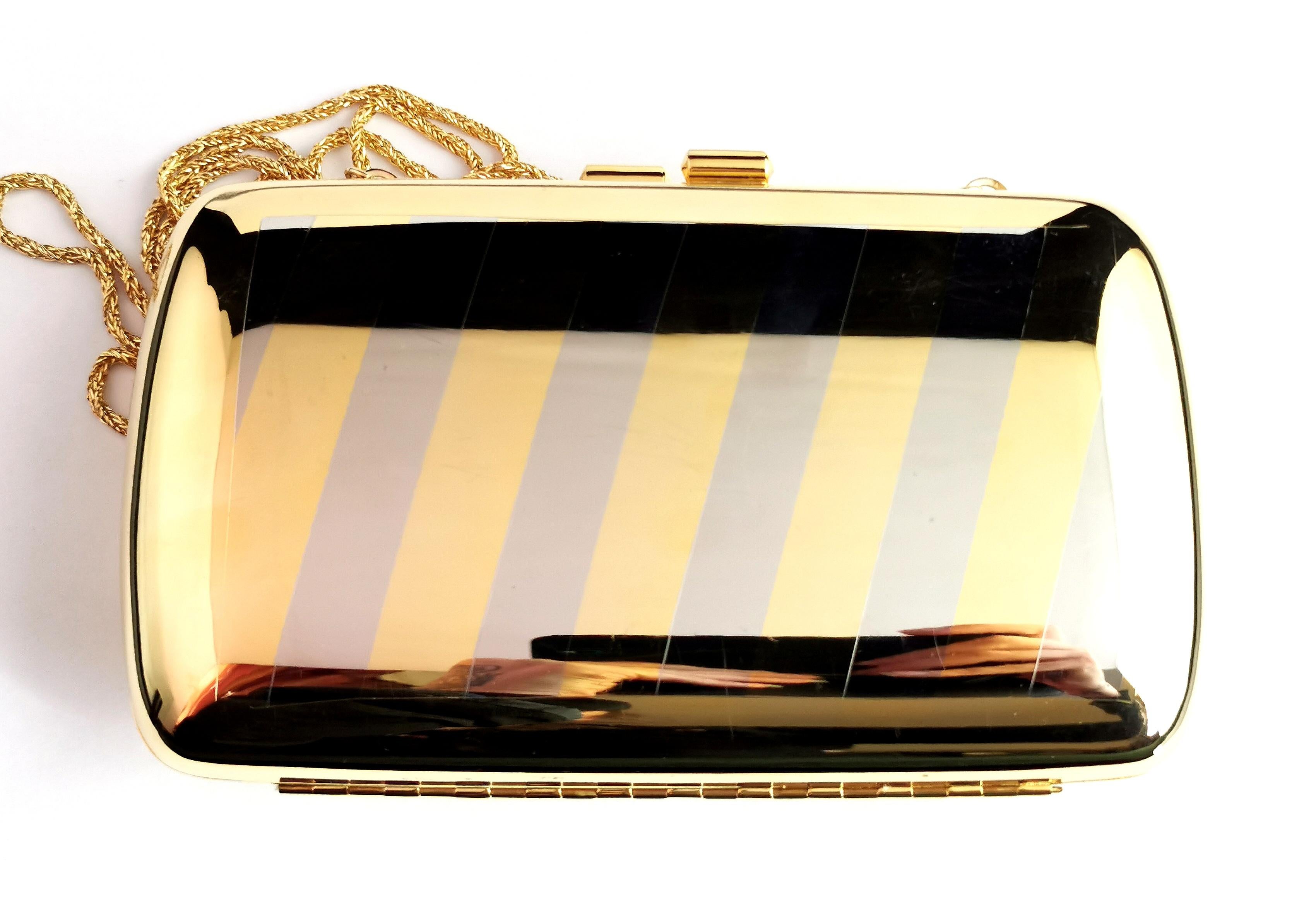Vintage Hard Case metal handbag, Pierre Cardin, Silver and Gold purse 5