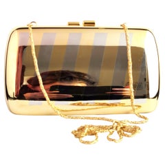 Vintage Hard Case metal handbag, Pierre Cardin, Silver and Gold purse