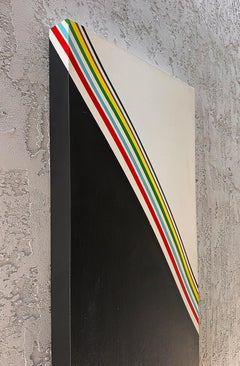 Vintage Hard Edge Abstract Painting, 3D Convex Curved Pop Art