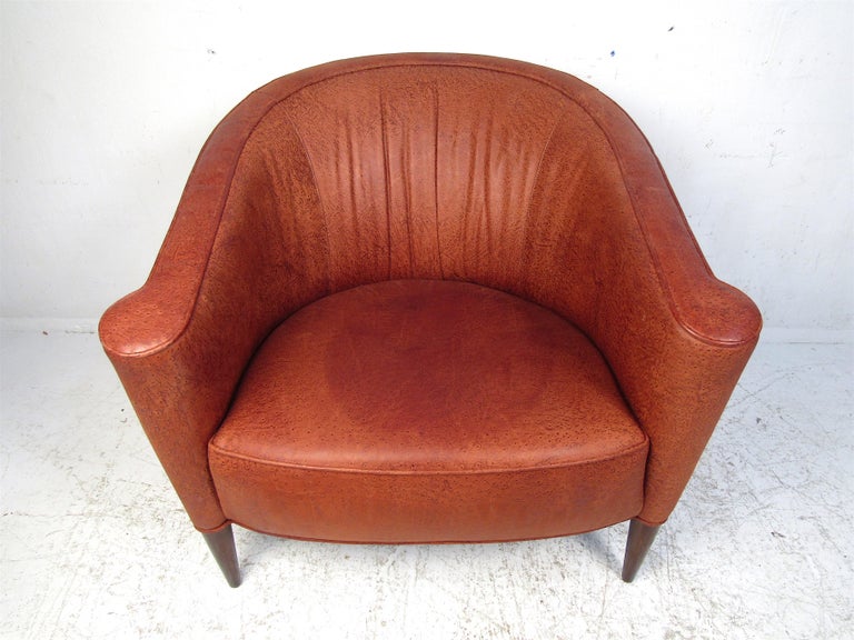 Vintage Hard Wood and Leather Lounge Chair For Sale at 1stDibs