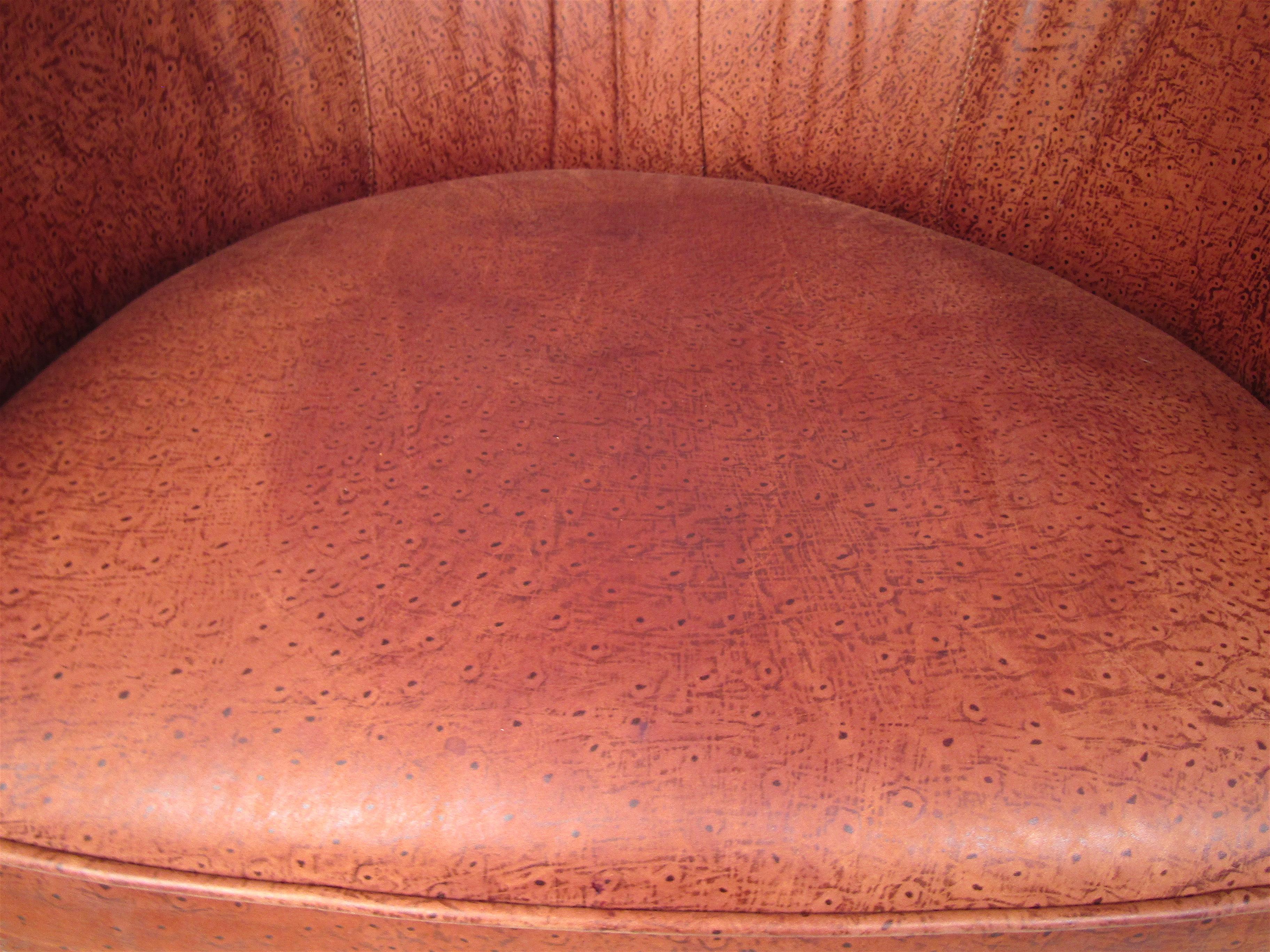 Mid-Century Modern Vintage Hard Wood and Leather Lounge Chair