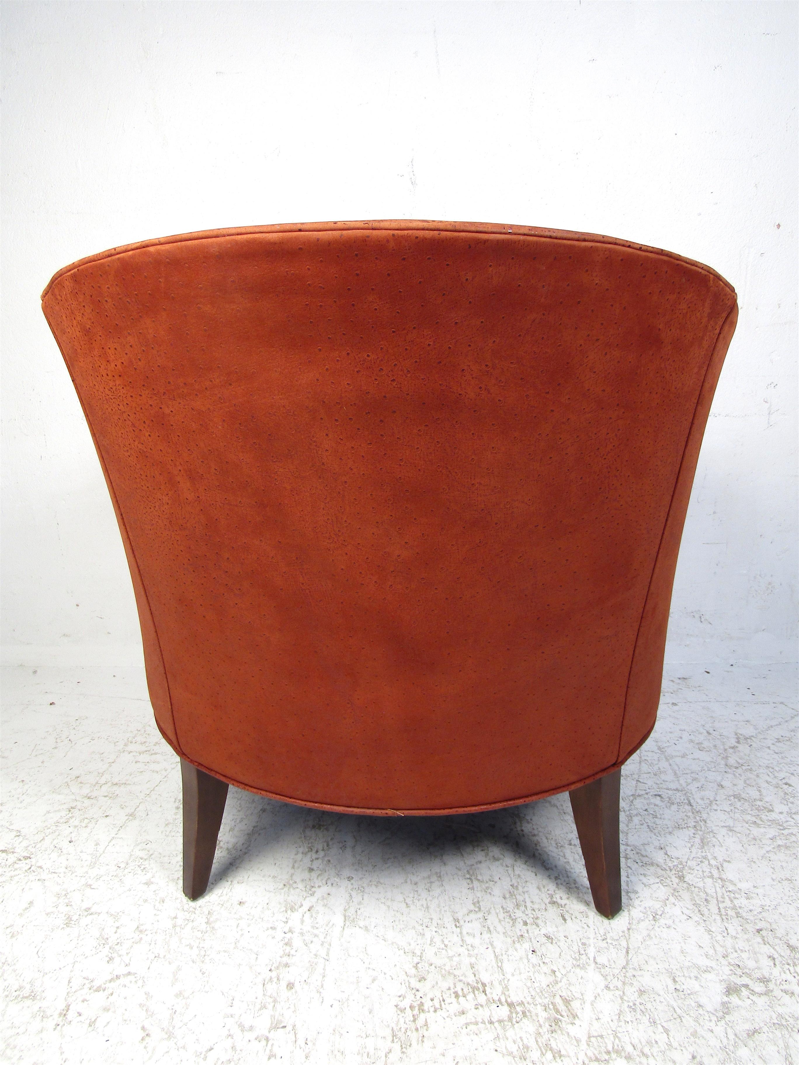 Vintage Hard Wood and Leather Lounge Chair 4