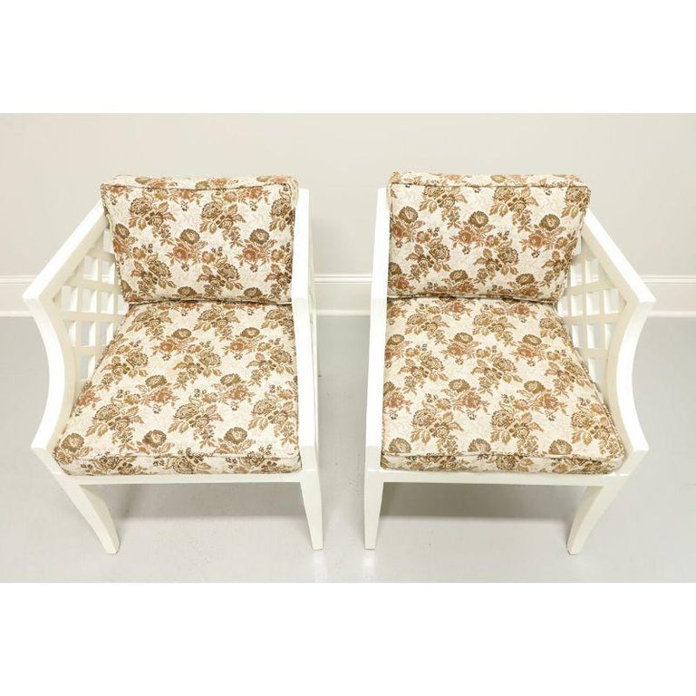 HARDEN Mid Century Ivory Painted Occasional Chairs Pair For Sale at