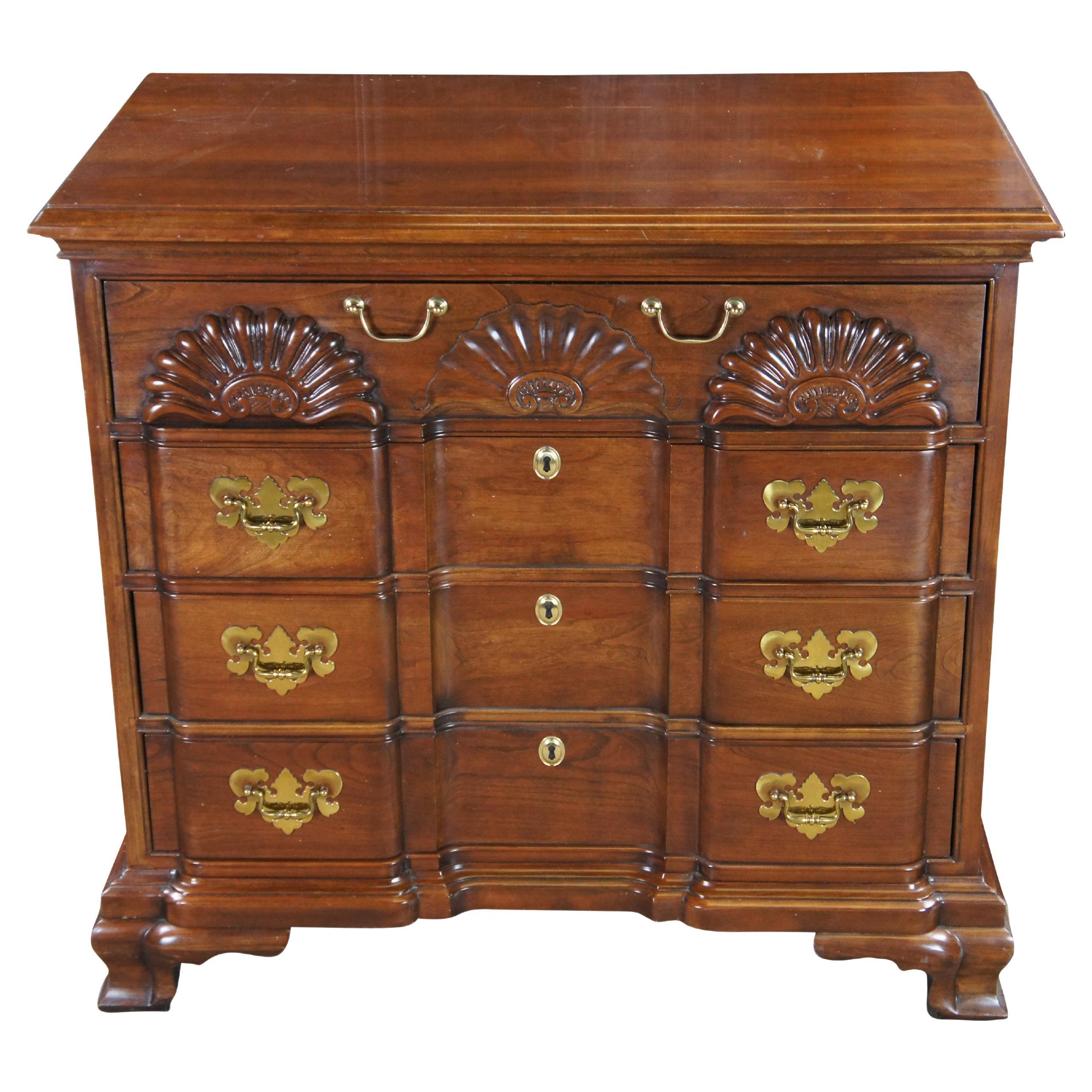 Vintage Harden Georgian Style Solid Cherry Goddard Block Front Chest of Drawers