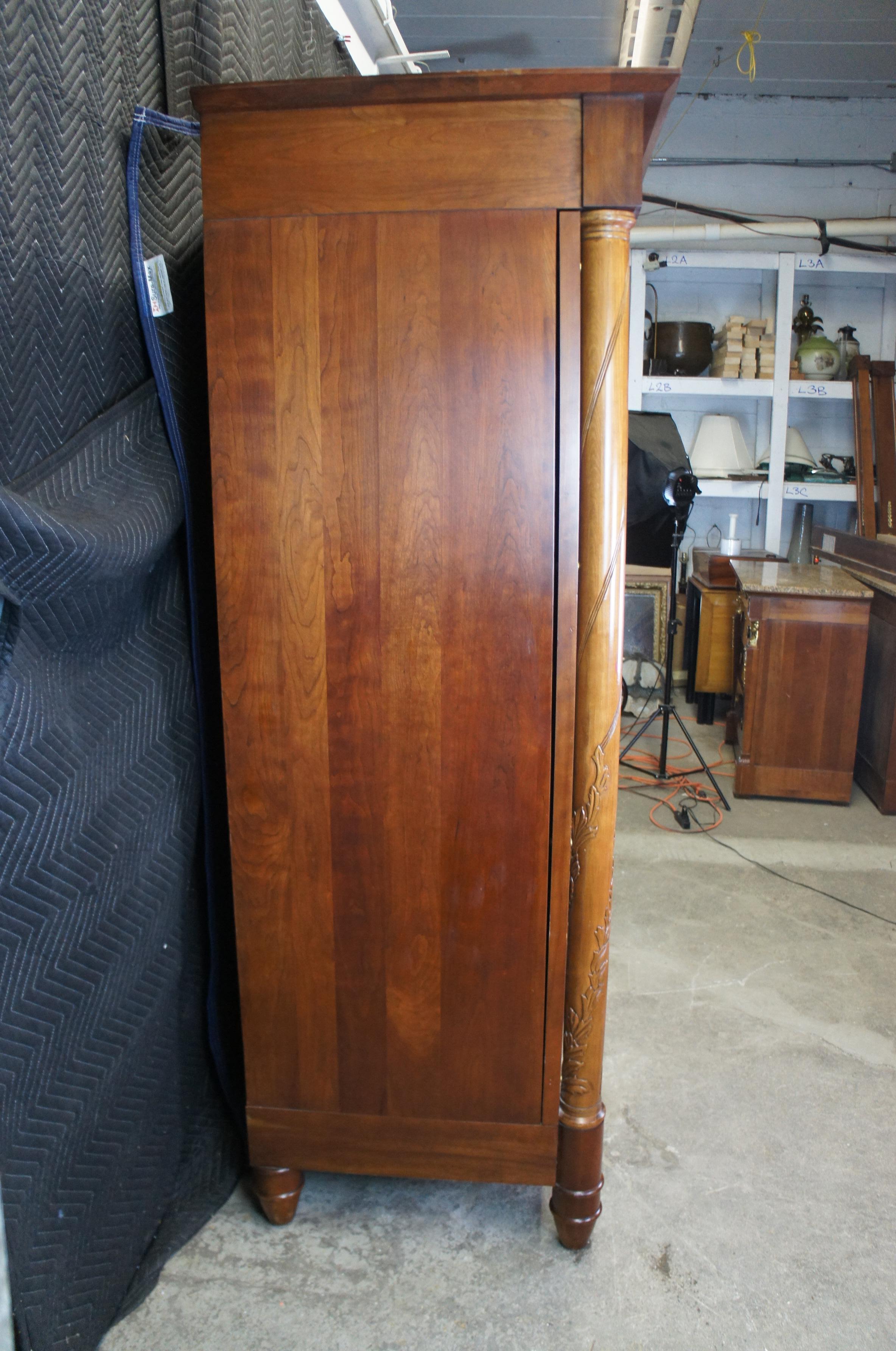 Vintage Harden Italian Neoclassical Solid Cherry Armoire Wardrobe Linen Press 5