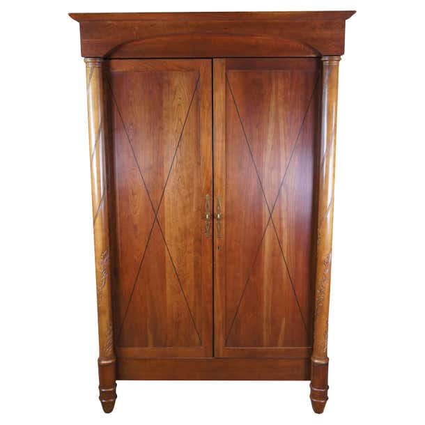 Vintage Harden Italian Neoclassical Solid Cherry Armoire Wardrobe Linen ...
