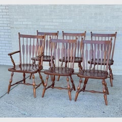 Vintage Harden Solid Wood Dining Chairs Set of 6 Spindle Back Turned Legs