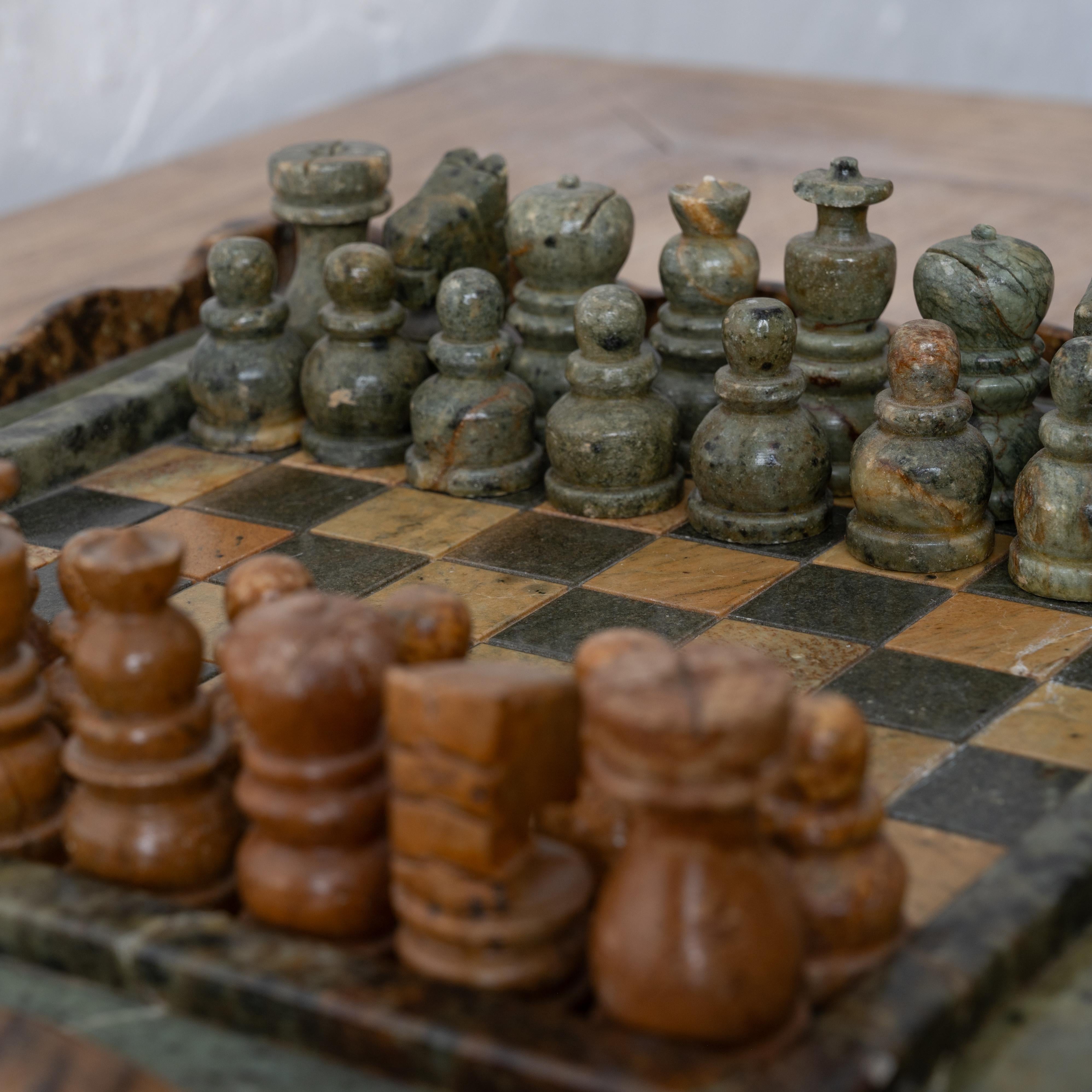 Vintage Hardstone Chess Set For Sale 1