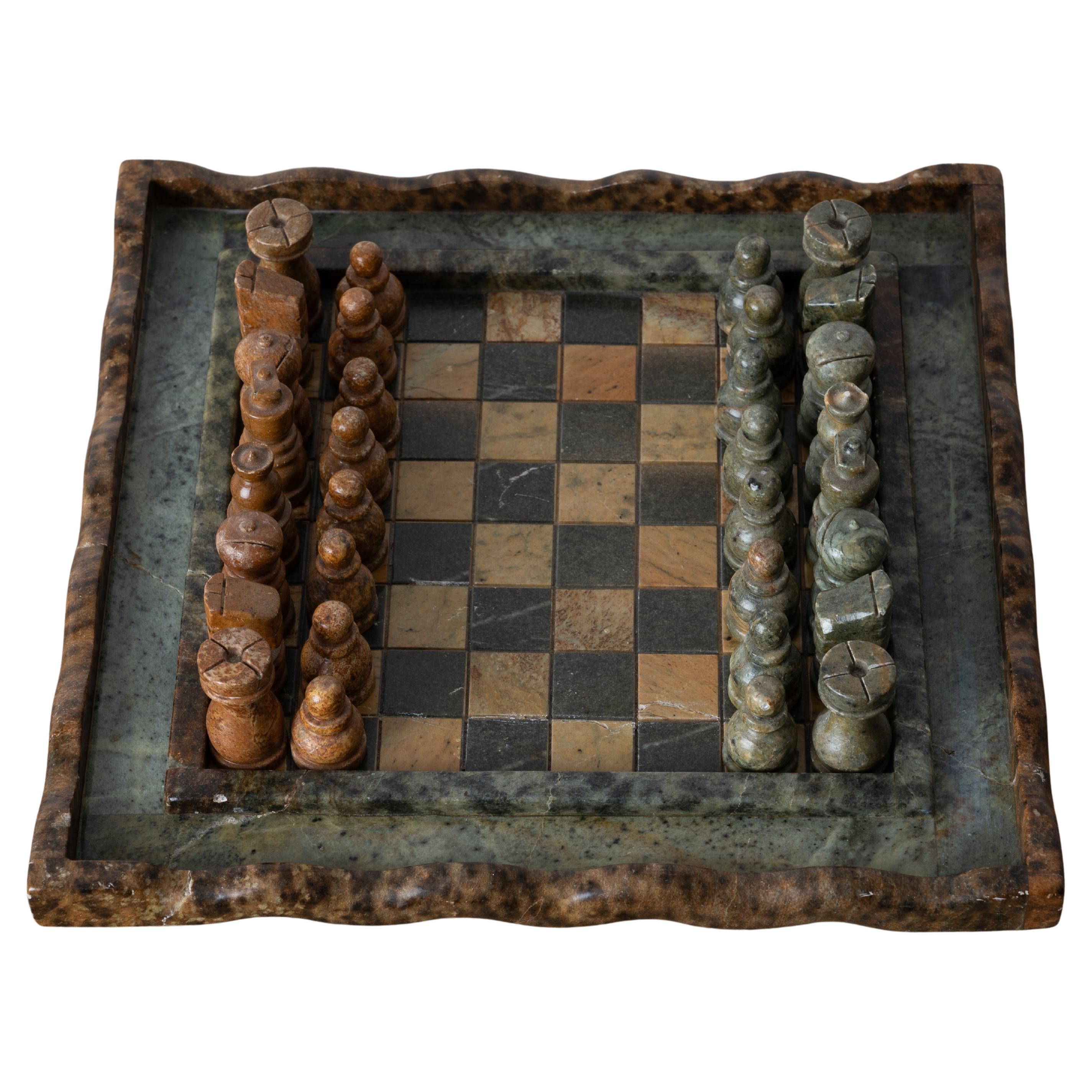 Vintage Hardstone Chess Set