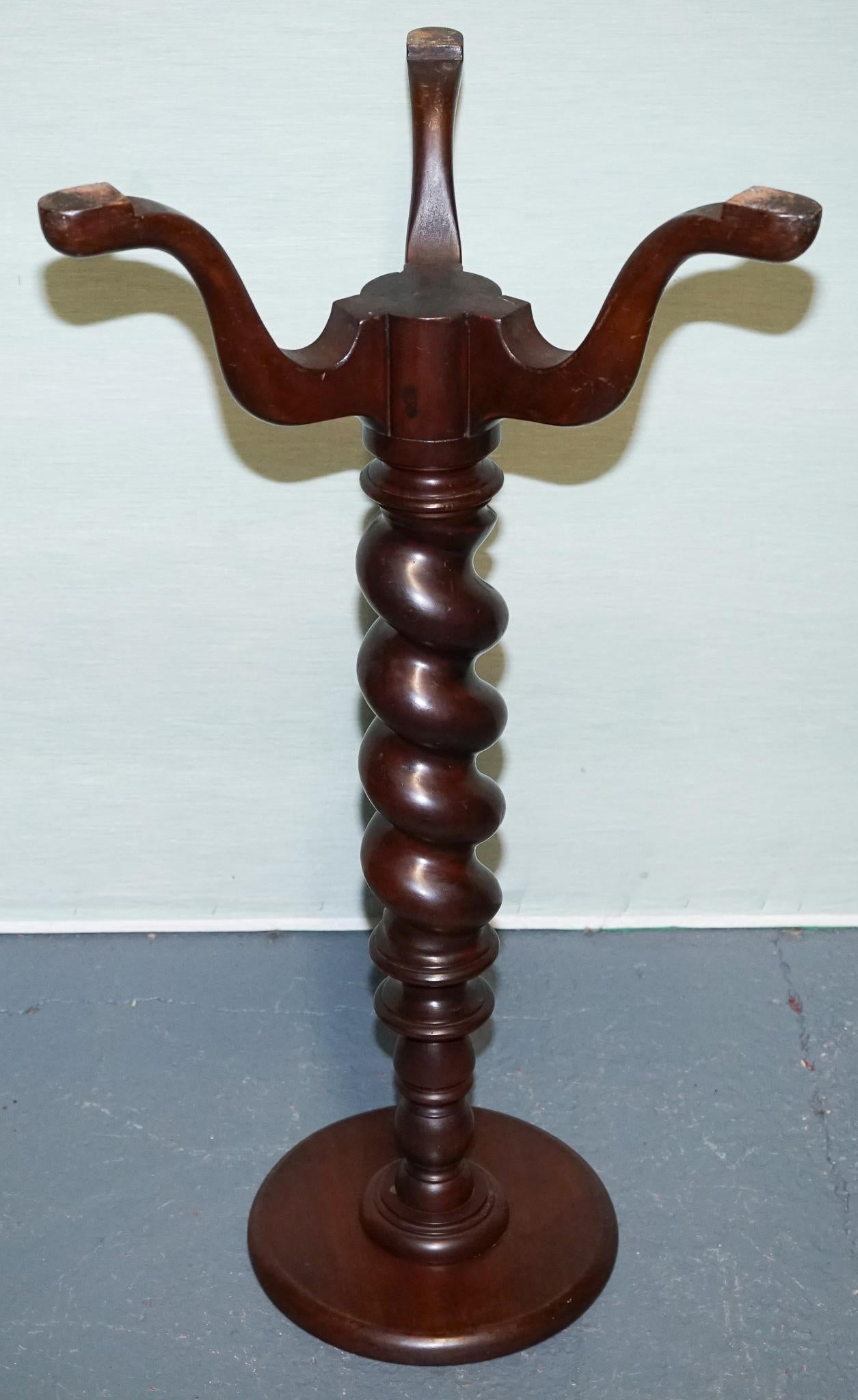 TAVOLO D'EPOCA IN LEGNO DURO BARLEY TWIST PEDESTAL PLANT STAND SiDE in vendita 1