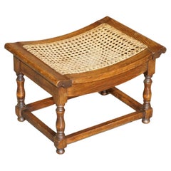 Vintage Hardwood Berger Rattan Footstool with Lovely Curved Top Nice Decorative