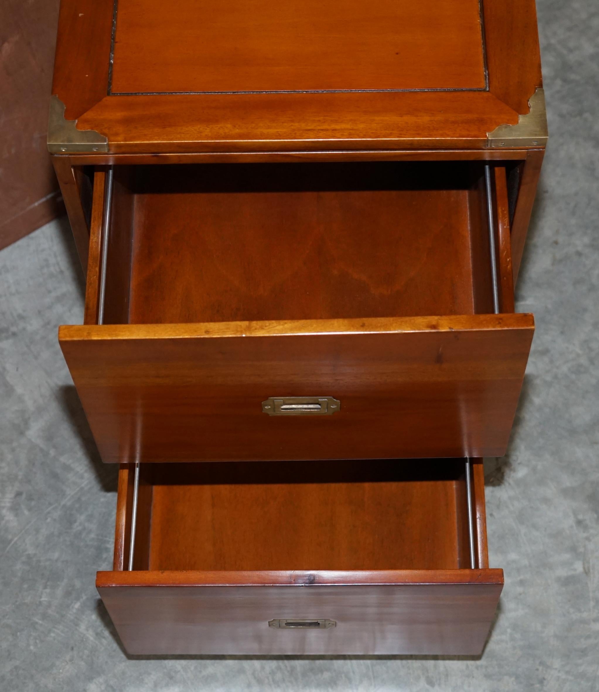Vintage Hardwood & Brass Military Campaign Style Office Filing Cabinet Drawers 6
