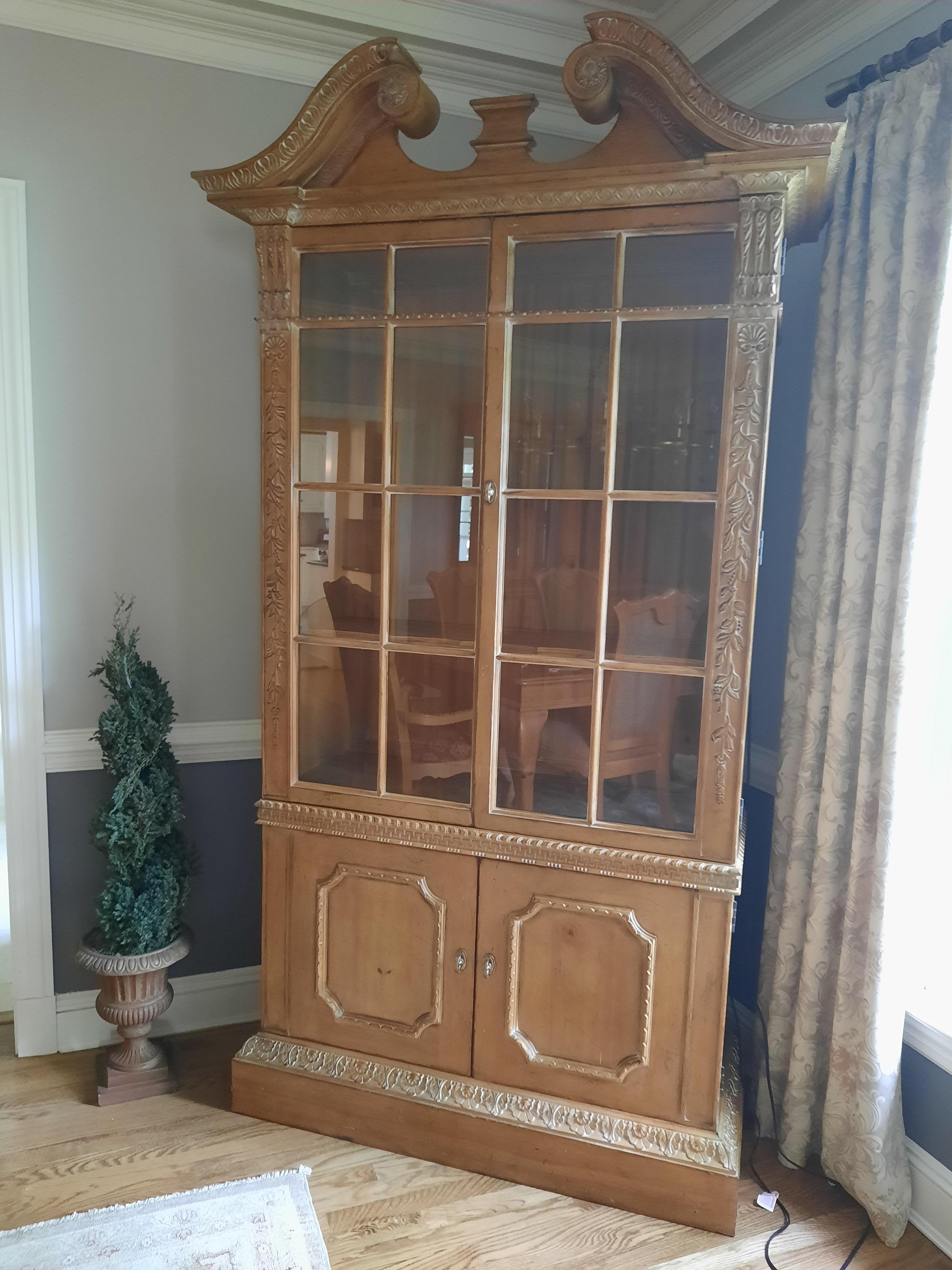 Vintage Hardwood Curio Cabinet/Bookcase For Sale 4